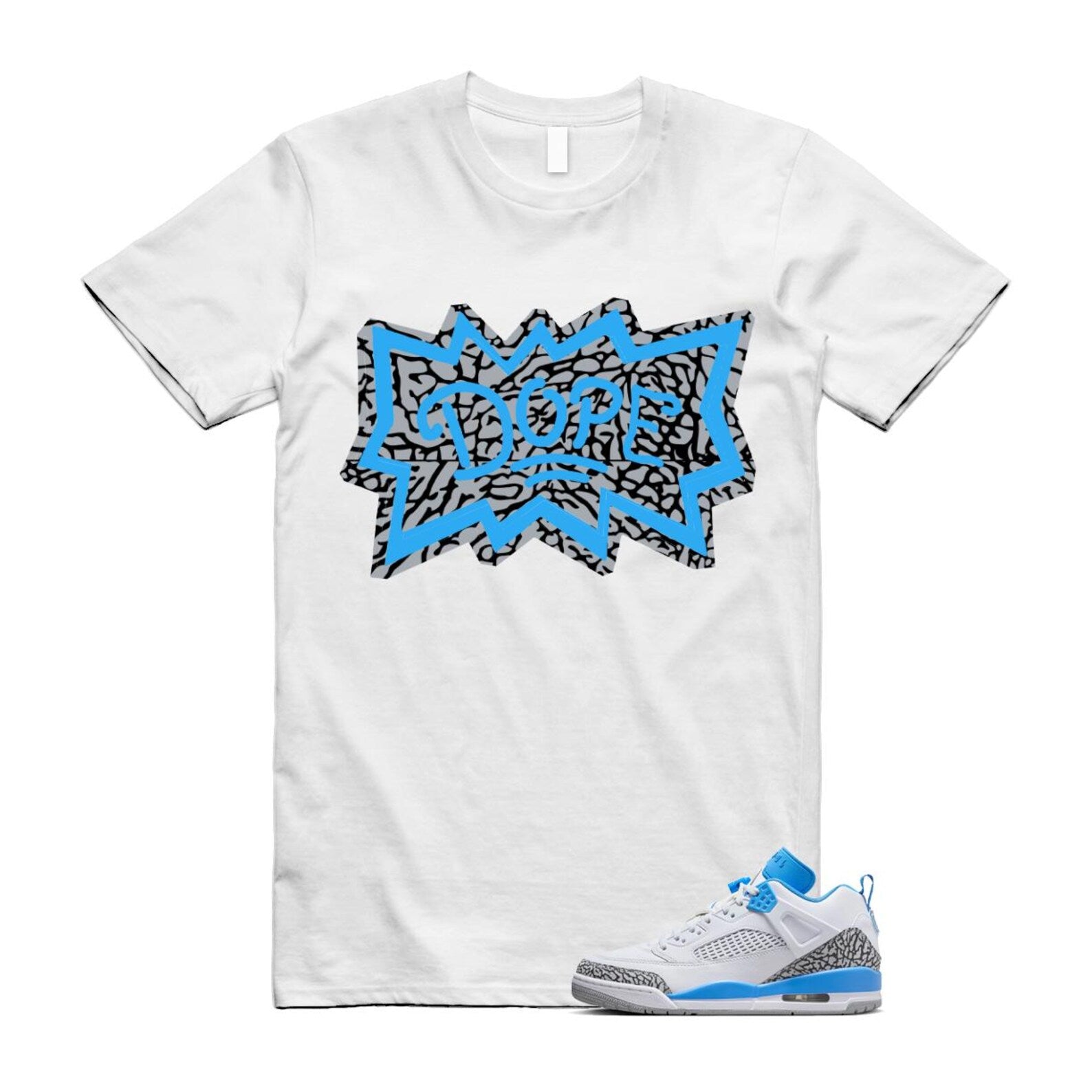 Spizike UNC University Blue White Wolf Grey Anthracite Low T Shirt Match DOPE FQ1759-141 T-Shirt, Sneaker Match Tee