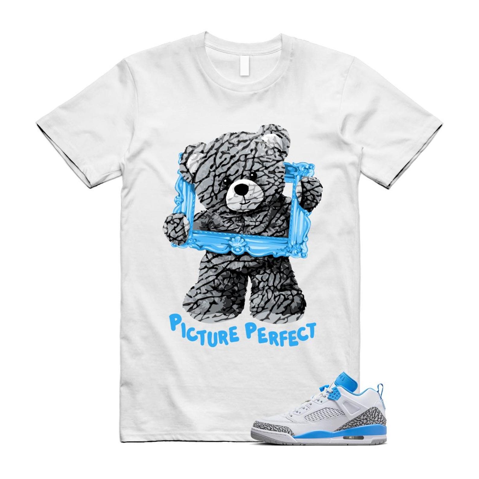 Spizike UNC University Blue White Wolf Grey Anthracite Low T Shirt Match PIC FQ1759-141 T-Shirt, Sneaker Match Tee