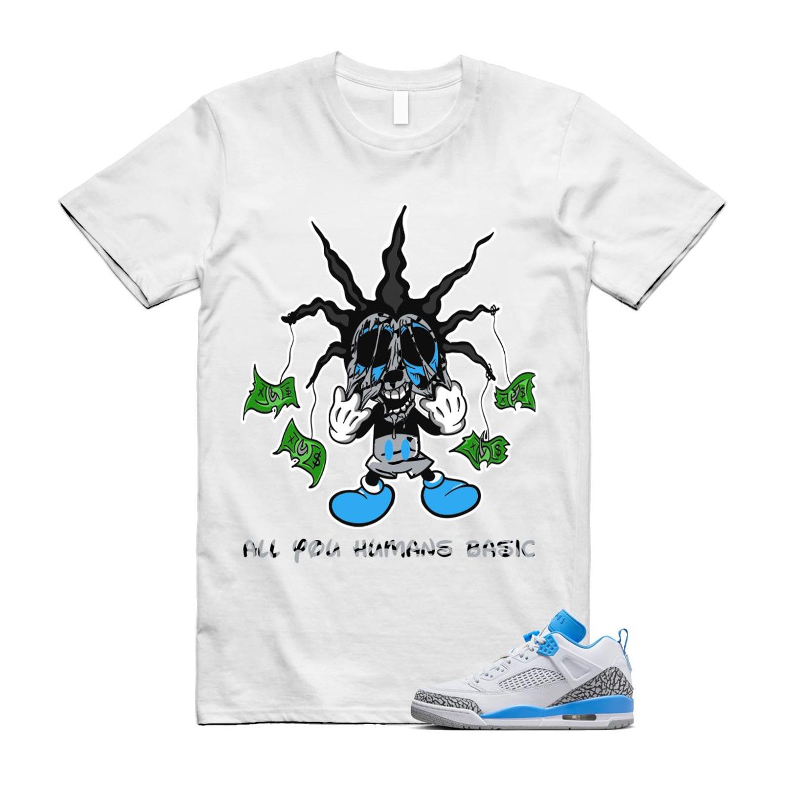 Spizike UNC University Blue White Wolf Grey Anthracite Low T Shirt Match HOOK FQ1759-141 T-Shirt, Sneaker Match Tee