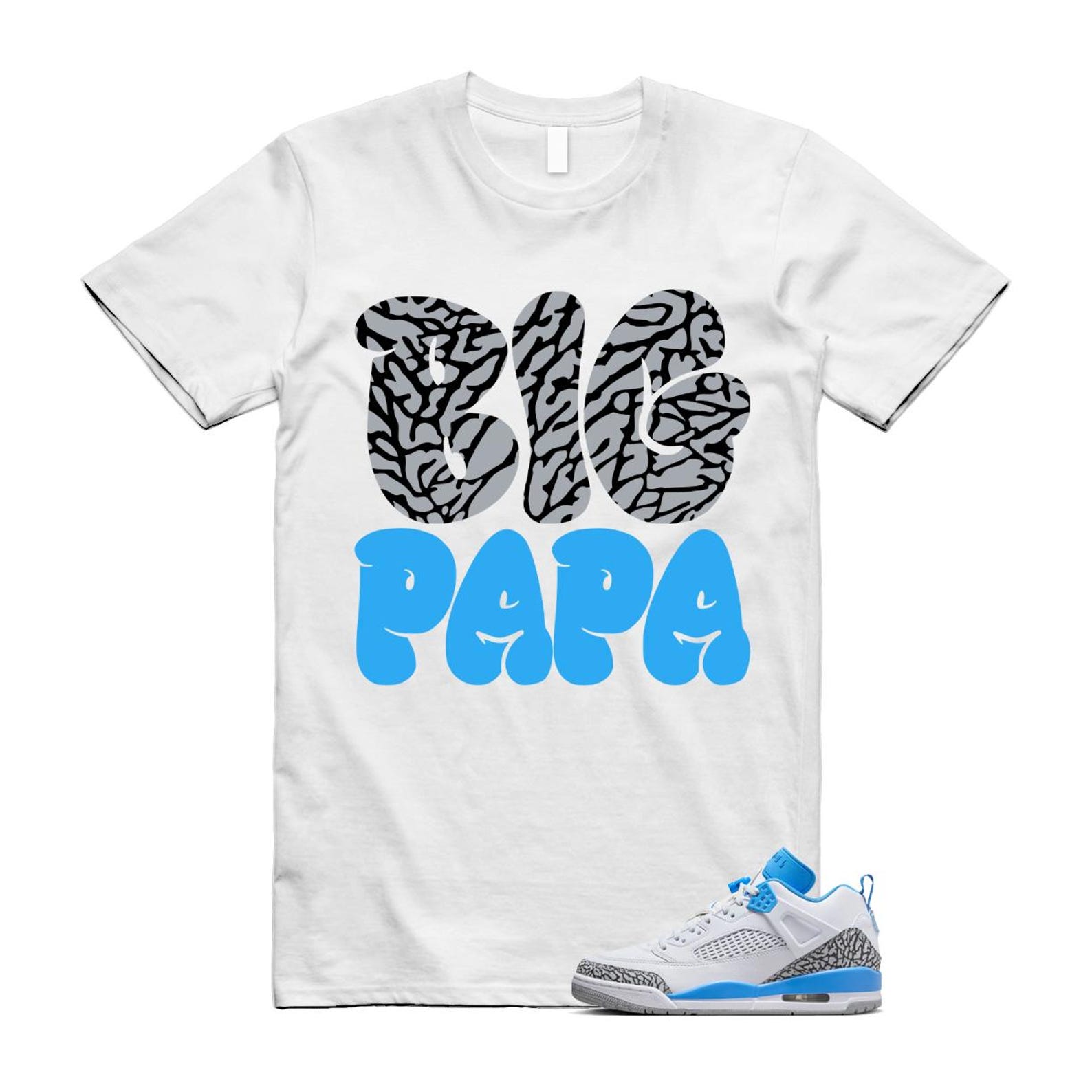 Spizike UNC University Blue White Wolf Grey Anthracite Low T Shirt Match PAPA FQ1759-141 T-Shirt, Sneaker Match Tee