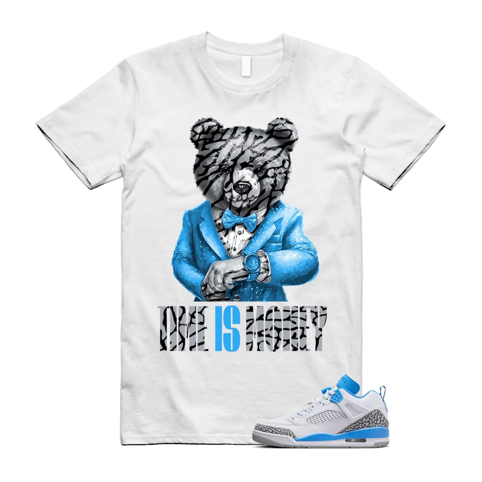 Spizike UNC University Blue White Wolf Grey Anthracite Low T Shirt Match TIM FQ1759-141 T-Shirt, Sneaker Match Tee