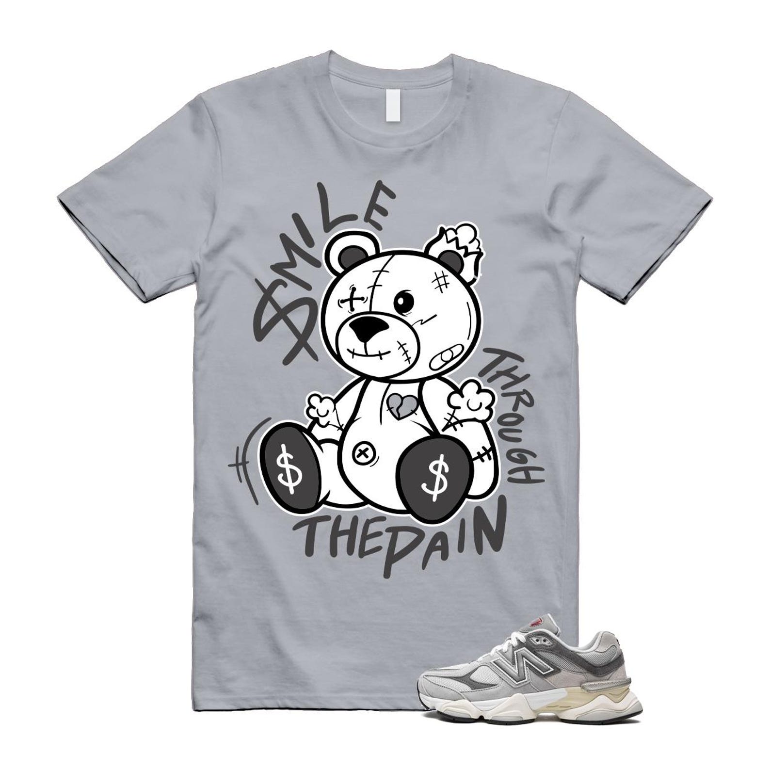 9060 Rain Cloud Grey Castlerock T Shirt Match Smile Through The Pain U9060GRY T-Shirt, Sneaker Match Tee
