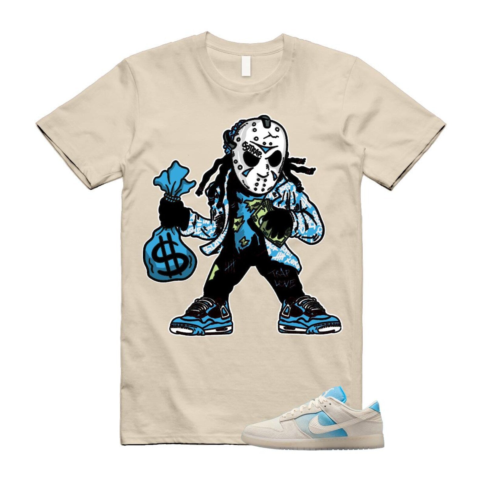 Dunk LA Sail Pale Ivory Baltic Blue SE T Shirt Match JASON HQ3621-133 T-Shirt, Sneaker Match Tee