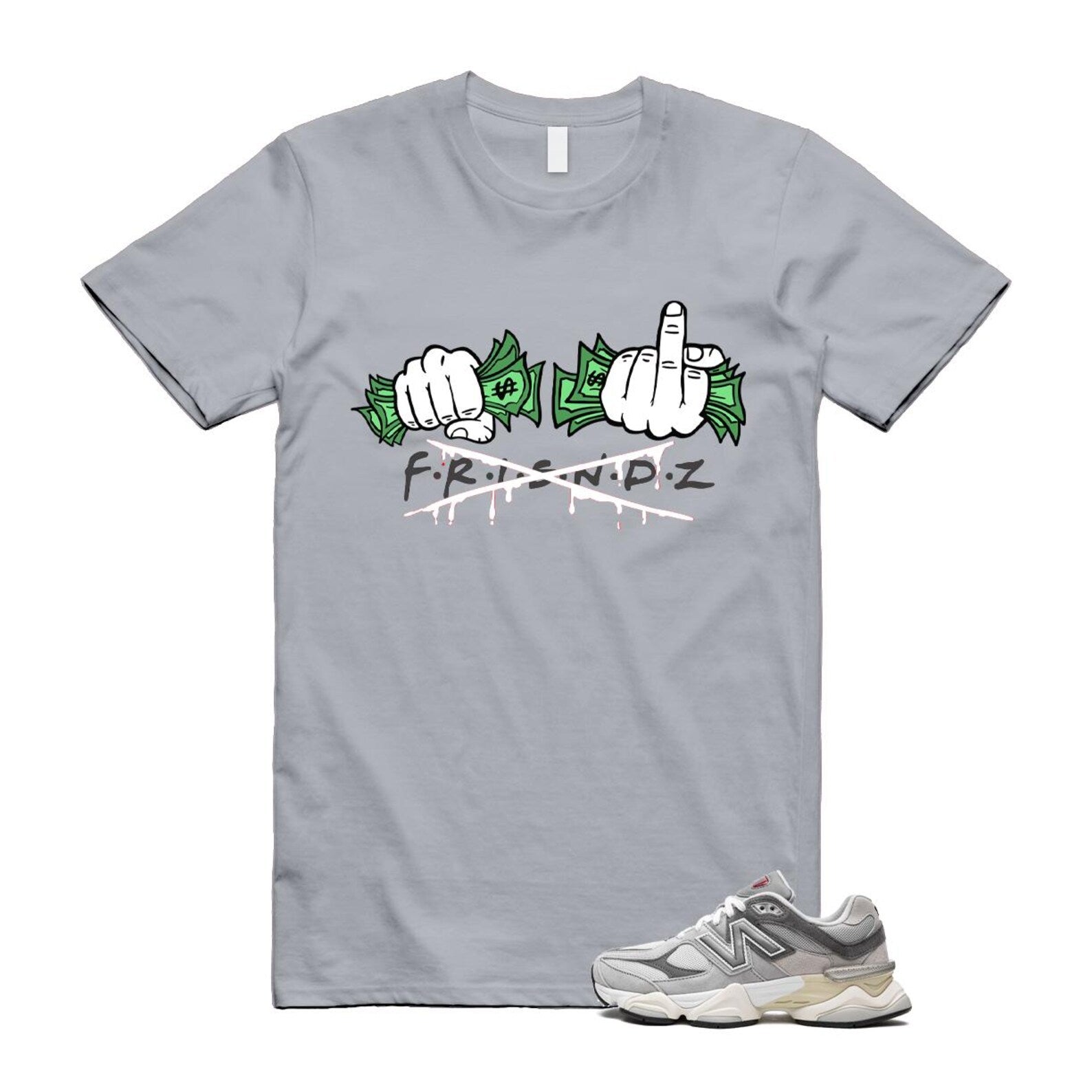 9060 Rain Cloud Grey Castlerock T Shirt Match FRIENDZ U9060GRY T-Shirt, Sneaker Match Tee