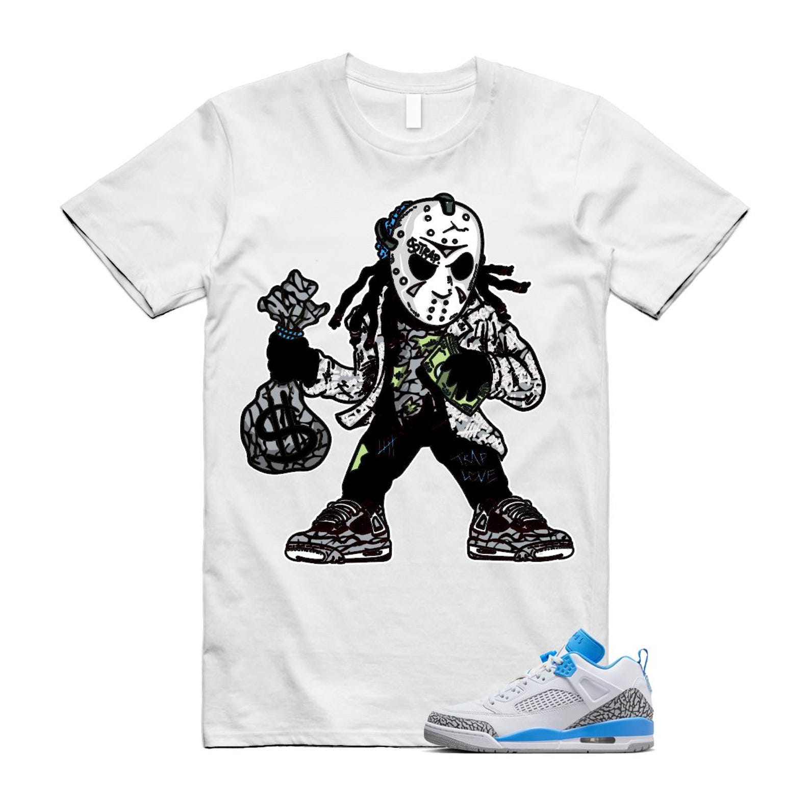 Spizike UNC University Blue White Wolf Grey Anthracite Low T Shirt Match JASON FQ1759-141 T-Shirt, Sneaker Match Tee