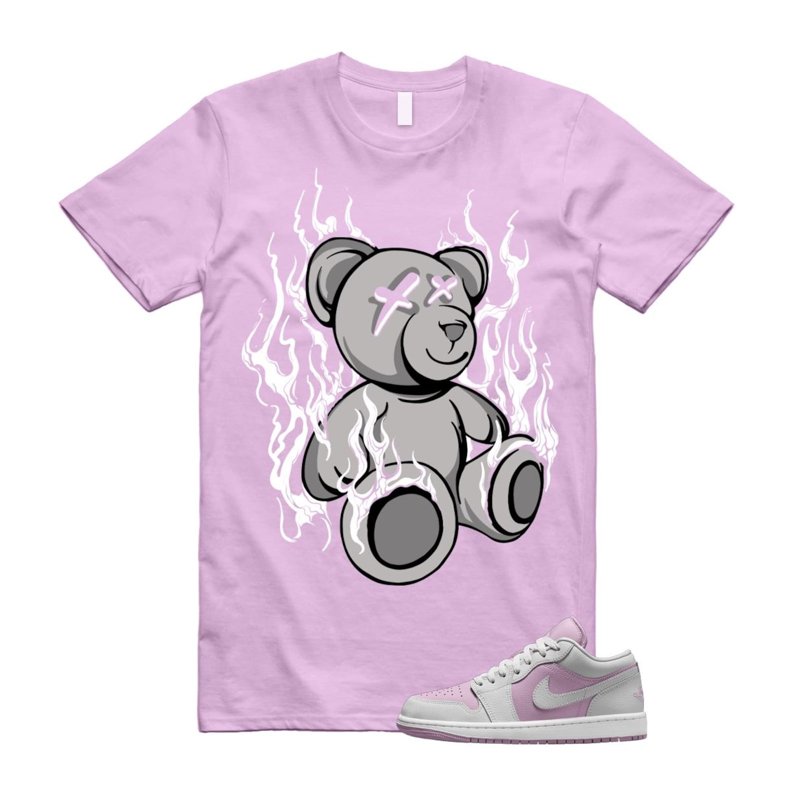 Jordan 1 Low Orchid Neutral Grey T Shirt Match LIT DC0774-510 T-Shirt, Sneaker Match Tee