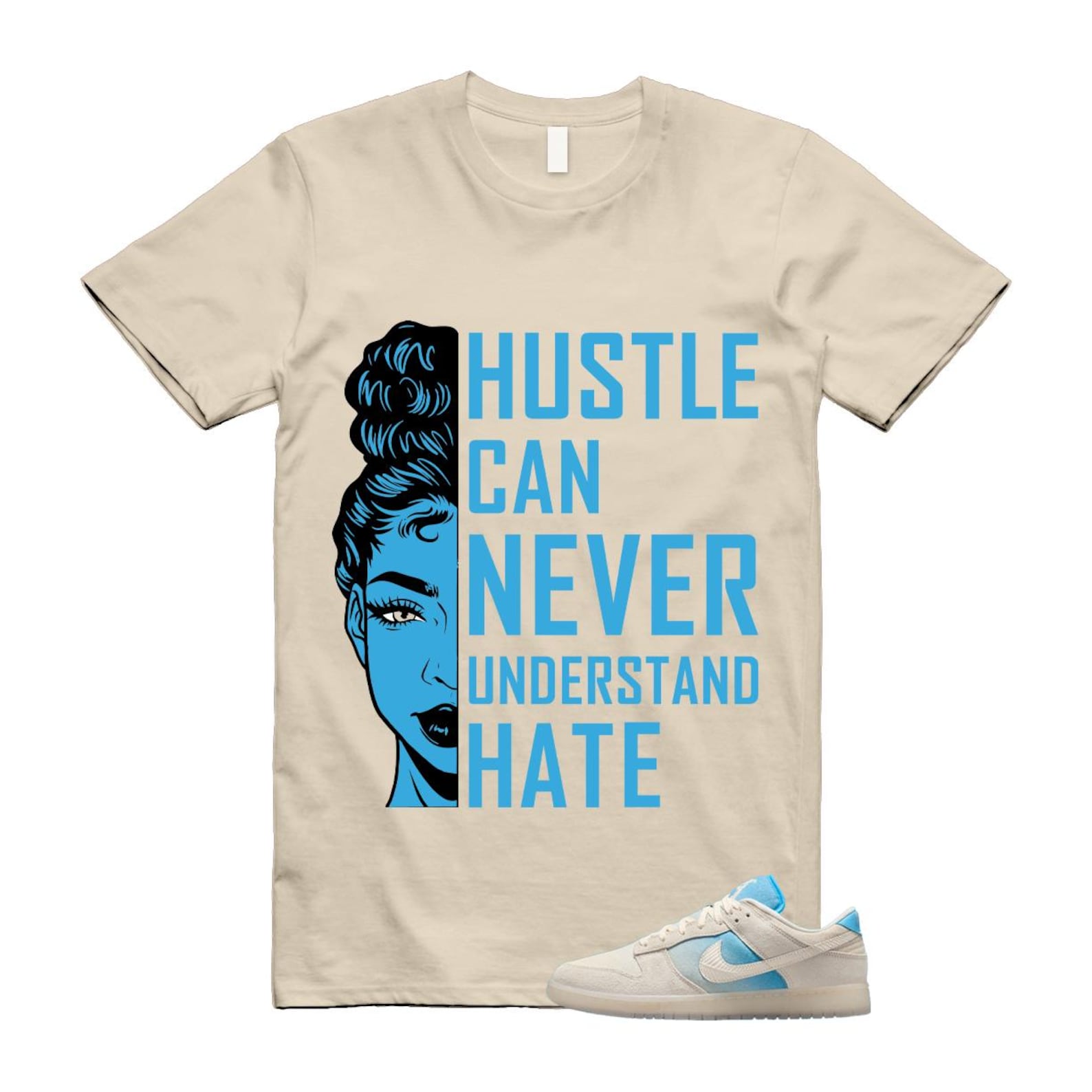 Dunk LA Sail Pale Ivory Baltic Blue SE T Shirt Match HUSTLE HQ3621-133 T-Shirt, Sneaker Match Tee