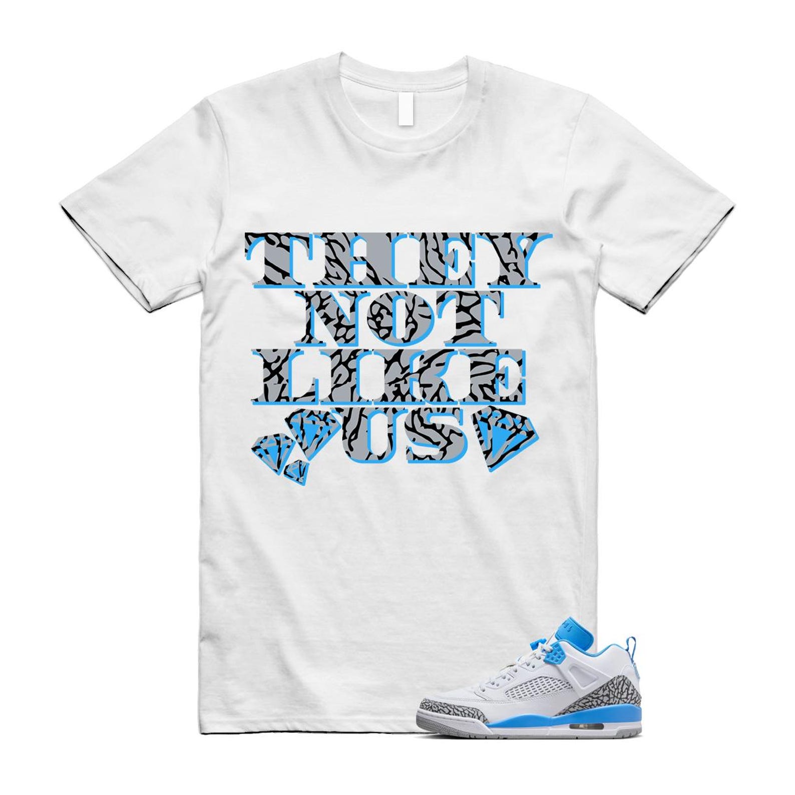 Spizike UNC University Blue White Wolf Grey Anthracite Low T Shirt Match US2 FQ1759-141 T-Shirt, Sneaker Match Tee