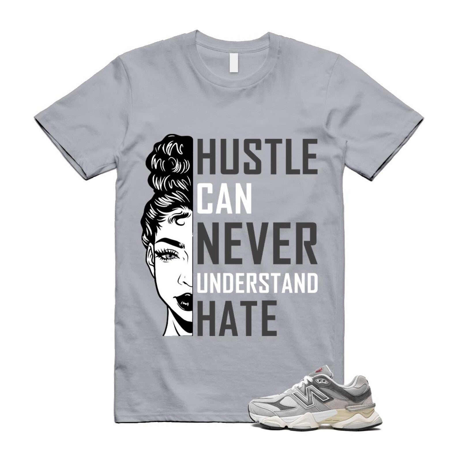 9060 Rain Cloud Grey Castlerock T Shirt Match HUSTLE U9060GRY T-Shirt, Sneaker Match Tee