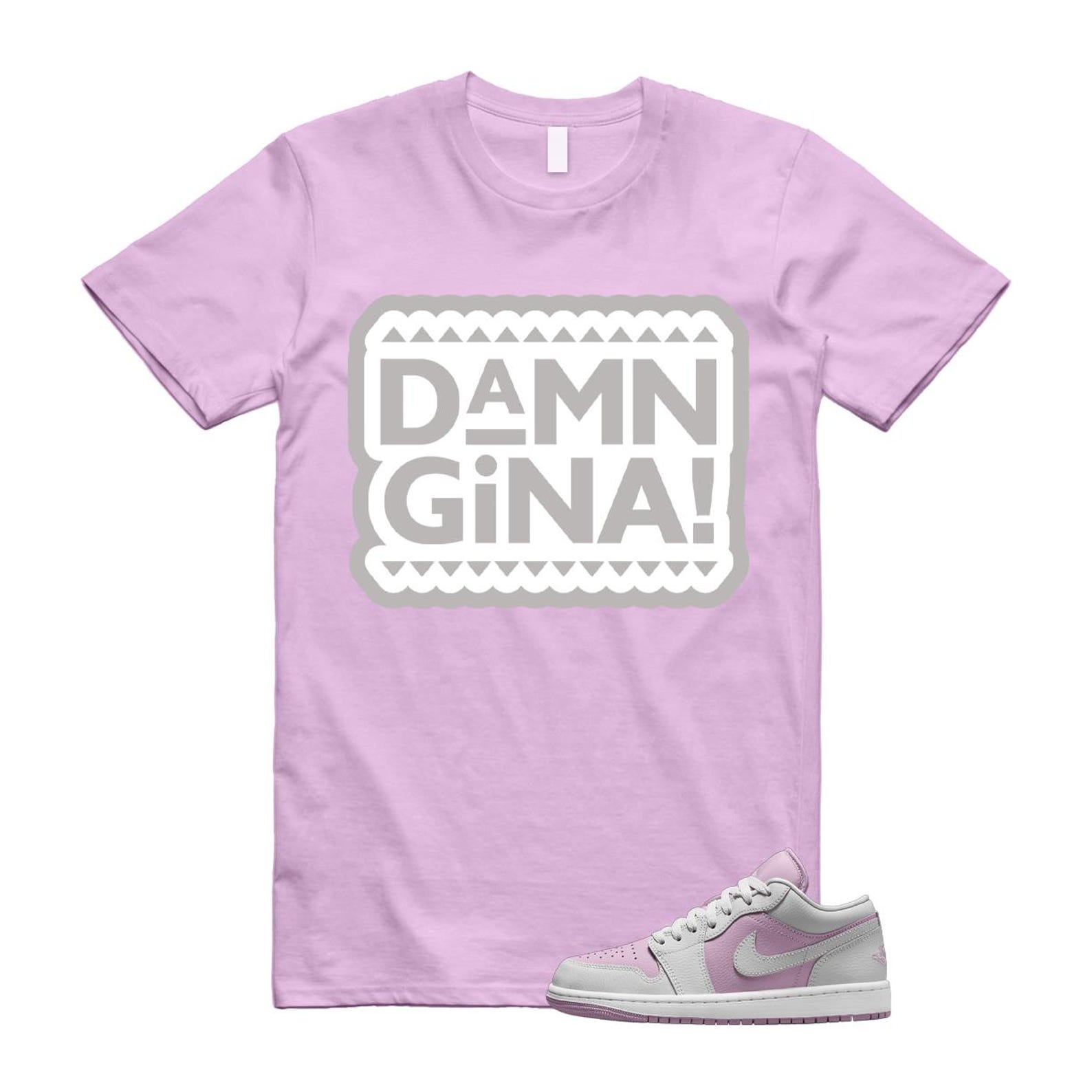 Jordan 1 Low Orchid Neutral Grey T Shirt Match GINA DC0774-510 T-Shirt, Sneaker Match Tee