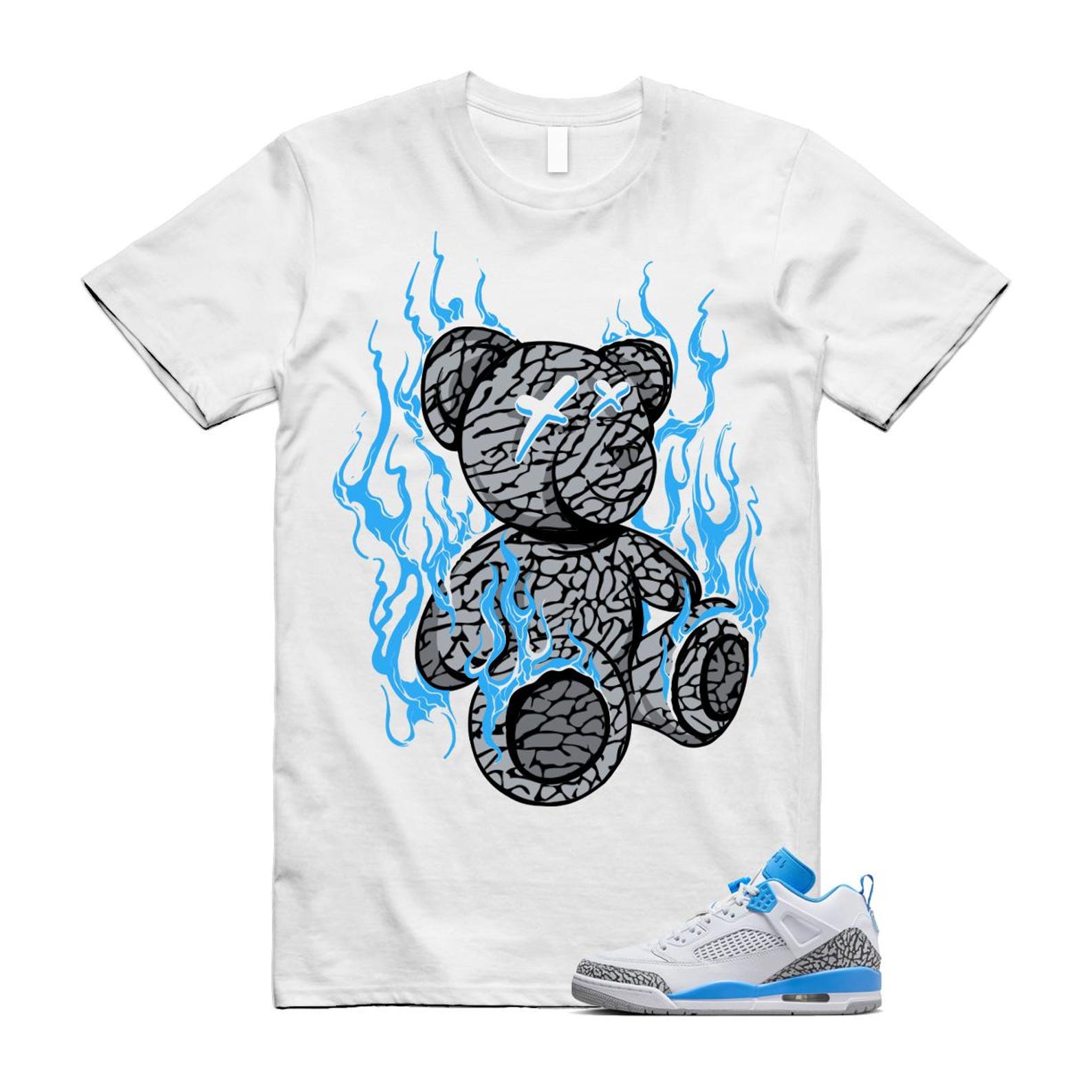 Spizike UNC University Blue White Wolf Grey Anthracite Low T Shirt Match LIT FQ1759-141 T-Shirt, Sneaker Match Tee