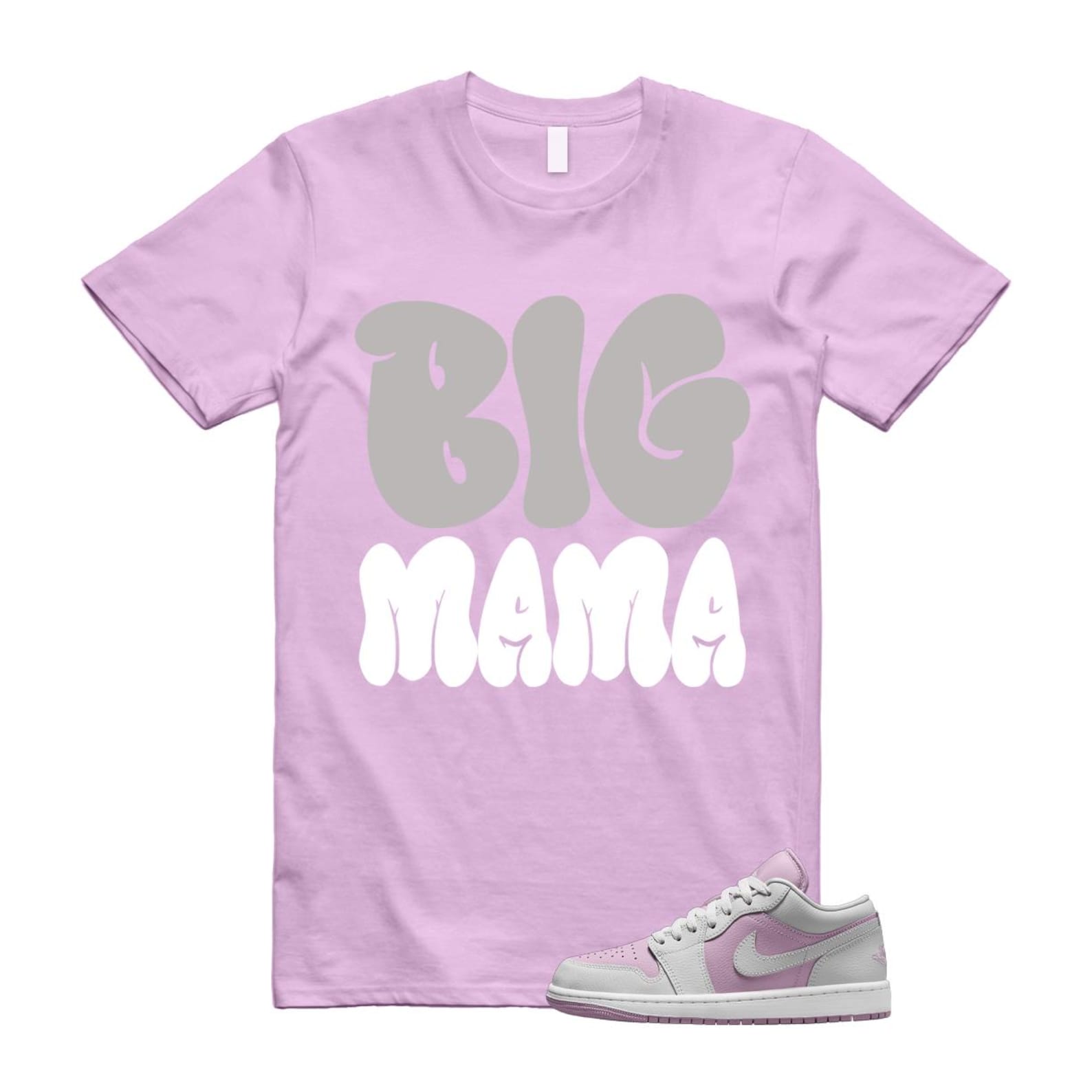 Jordan 1 Low Orchid Neutral Grey T Shirt Match MAMA DC0774-510 T-Shirt, Sneaker Match Tee
