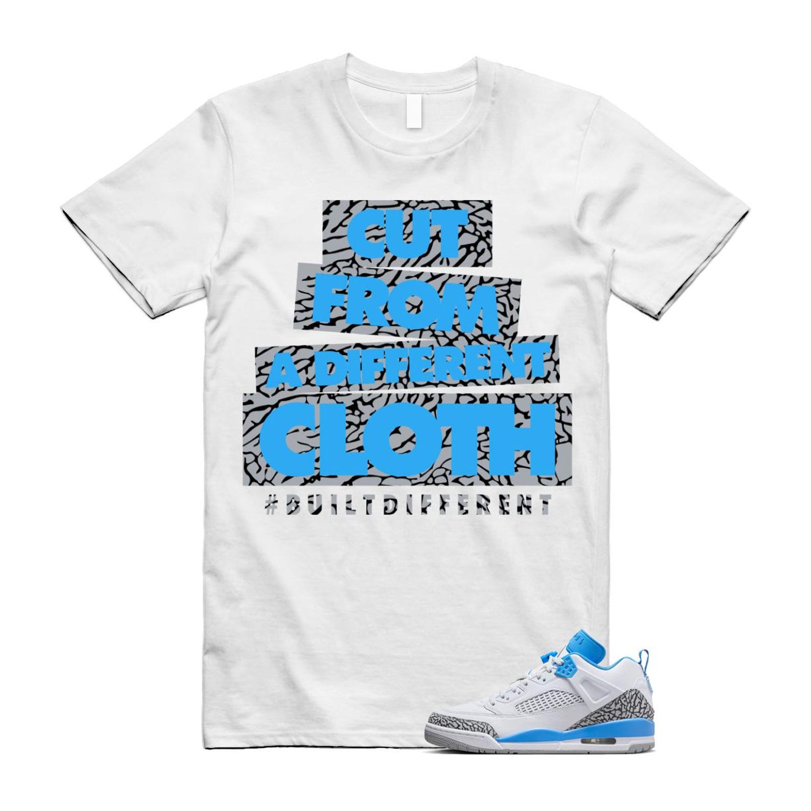 Spizike UNC University Blue White Wolf Grey Anthracite Low T Shirt Match CLOTH FQ1759-141 T-Shirt, Sneaker Match Tee