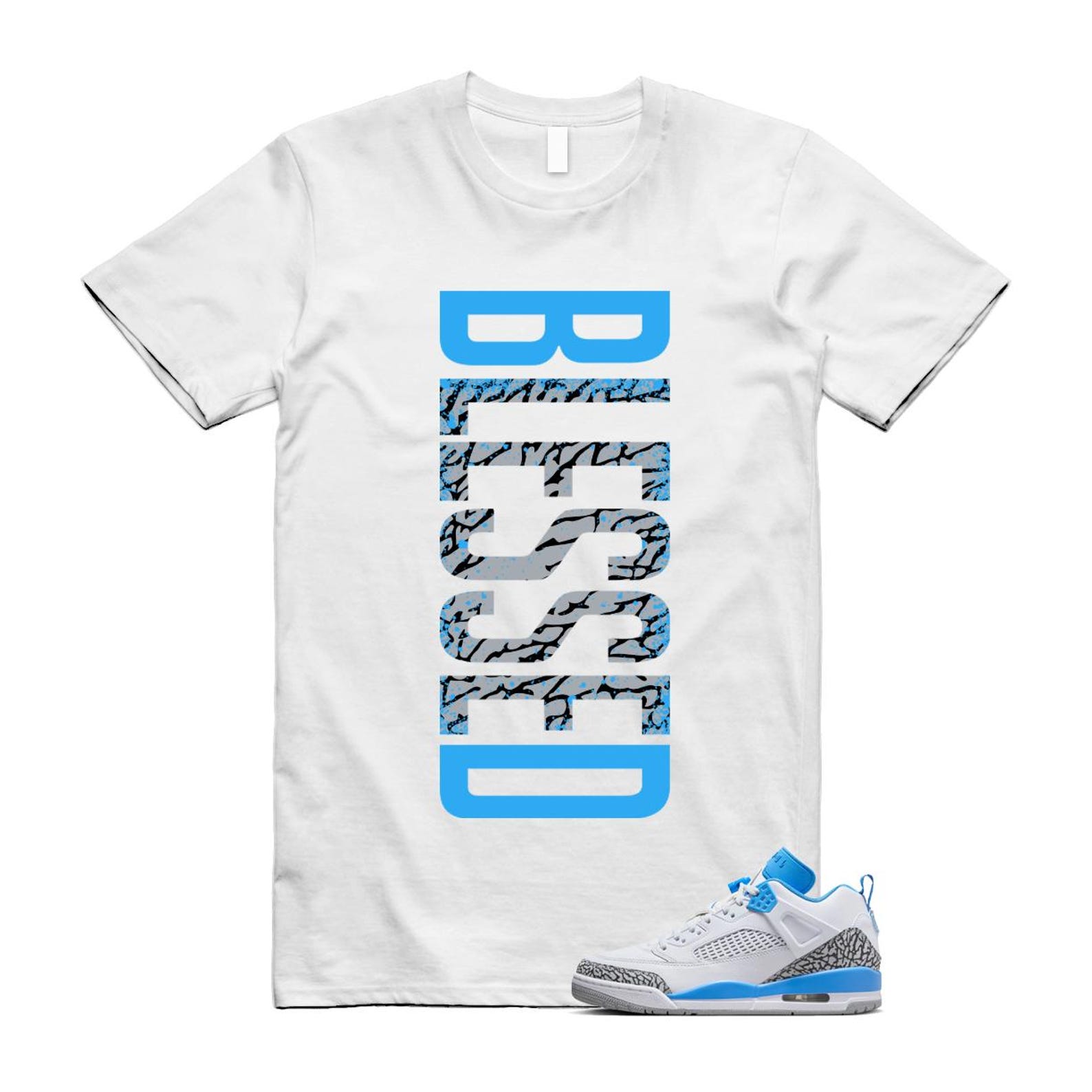 Spizike UNC University Blue White Wolf Grey Anthracite Low T Shirt Match VERTBLS FQ1759-141 T-Shirt, Sneaker Match Tee