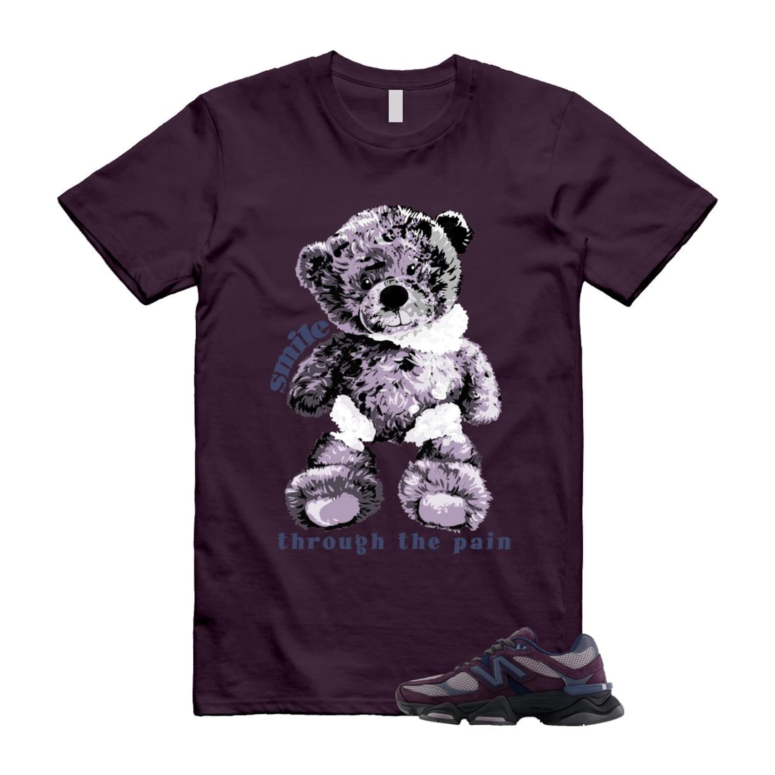 9060 Plum Brown Ice Wine Dark Arctic Grey T Shirt Match SMILE U9060RFC T-Shirt, Sneaker Match Tee