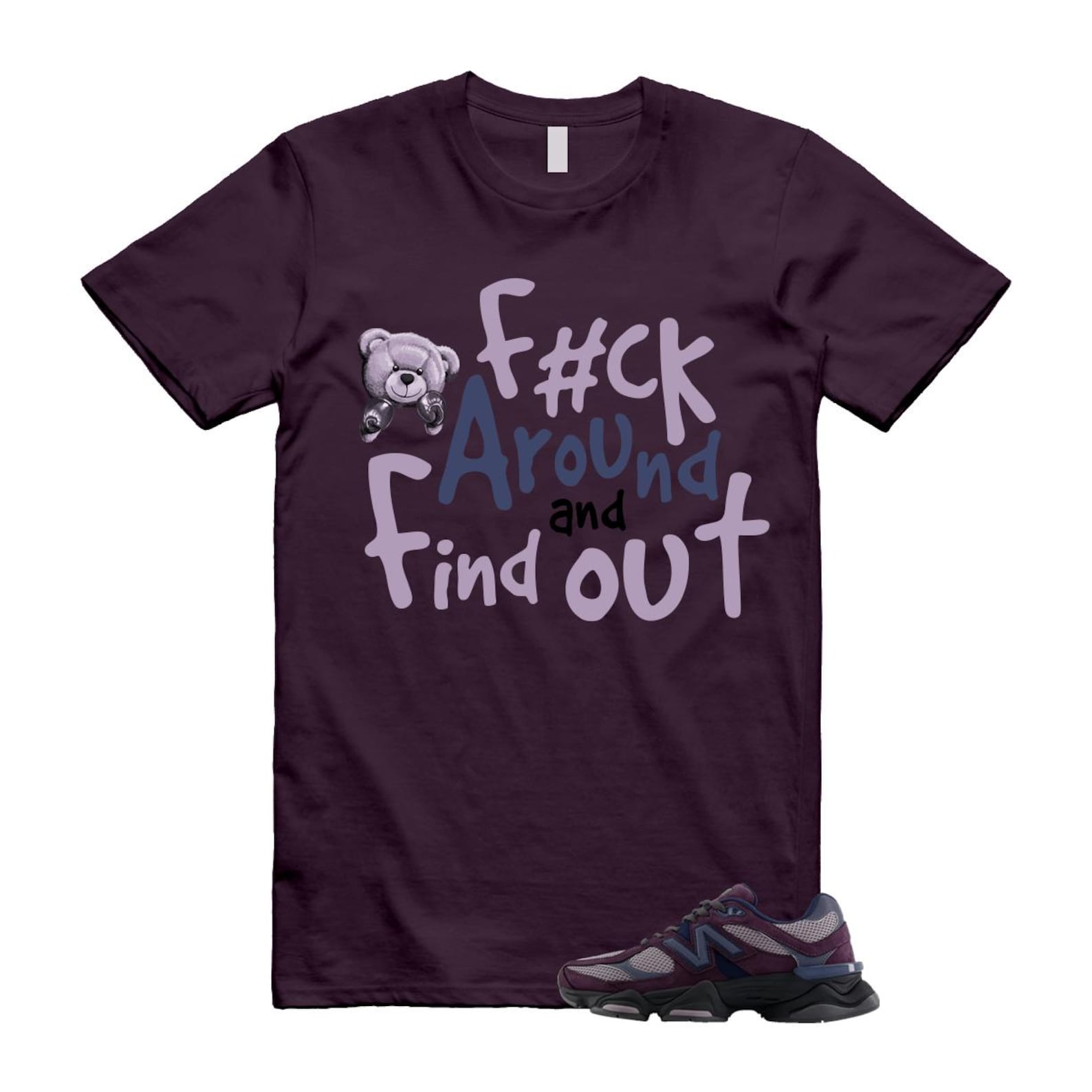 9060 Plum Brown Ice Wine Dark Arctic Grey T Shirt Match FCK U9060RFC T-Shirt, Sneaker Match Tee