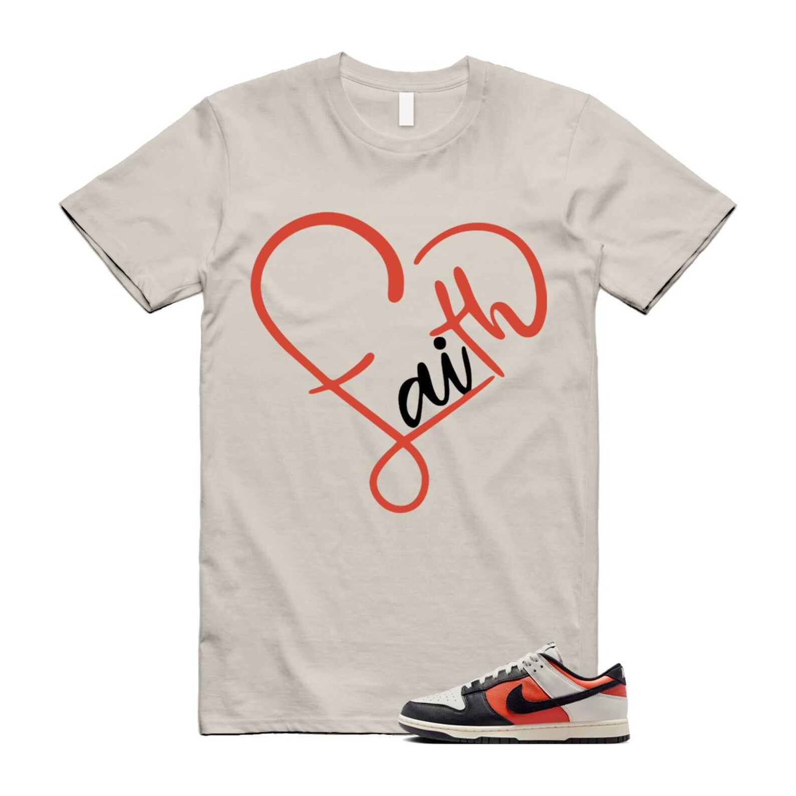 Dunk Vintage Coral Pale Ivory Phantom Black Low T Shirt Match FAITH HQ4988-030 T-Shirt, Sneaker Match Tee