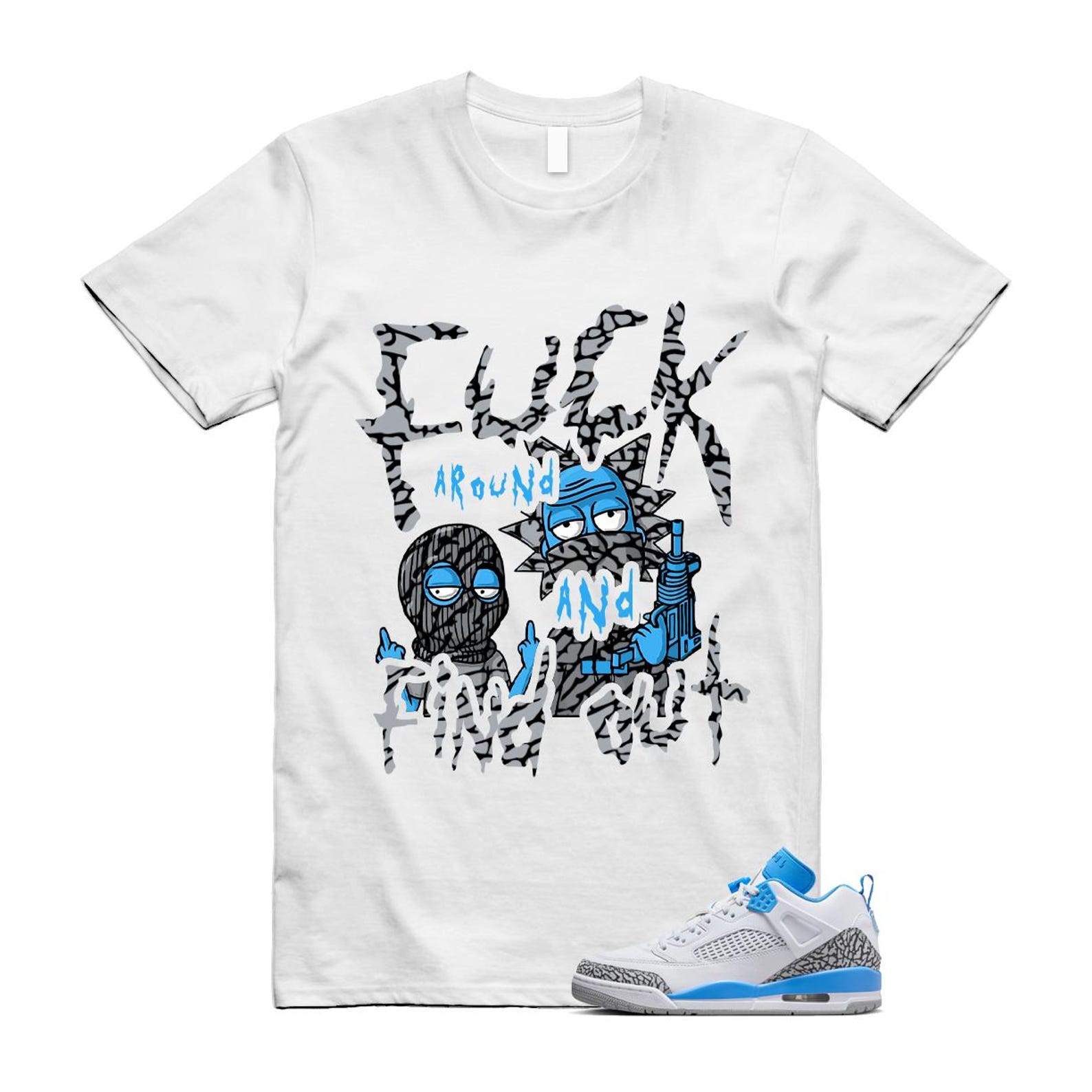 Spizike UNC University Blue White Wolf Grey Anthracite Low T Shirt Match MORTY FQ1759-141 T-Shirt, Sneaker Match Tee