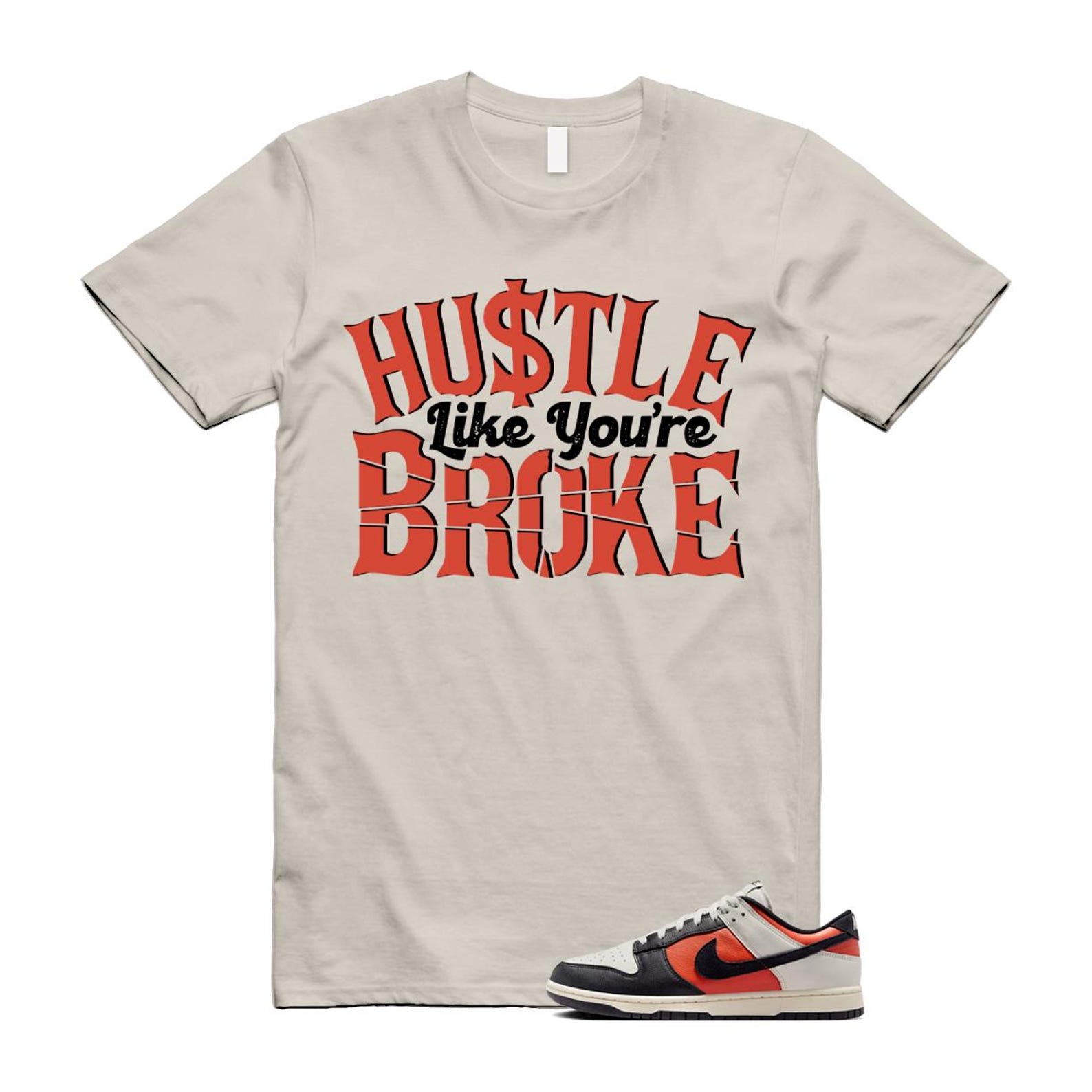 Dunk Vintage Coral Pale Ivory Phantom Black Low T Shirt Match BROKE HQ4988-030 T-Shirt, Sneaker Match Tee