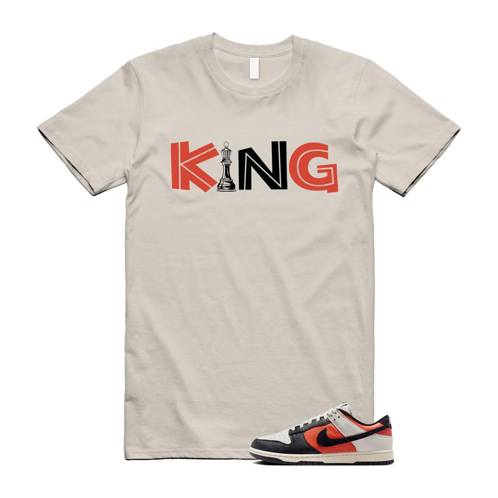 Dunk Vintage Coral Pale Ivory Phantom Black Low T Shirt Match KING HQ4988-030 T-Shirt, Sneaker Match Tee