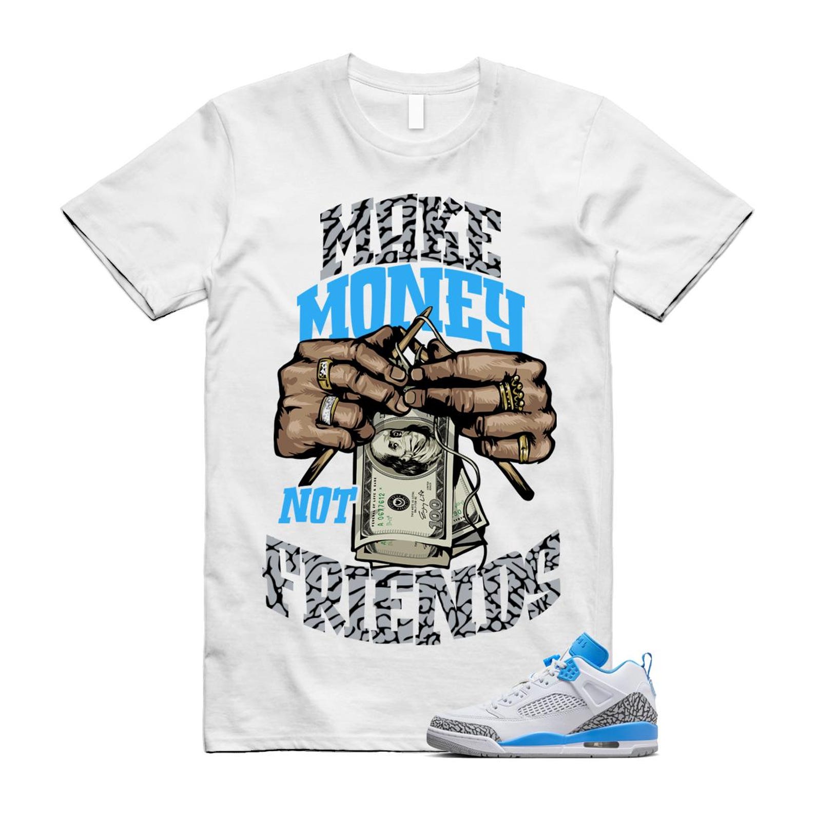 Spizike UNC University Blue White Wolf Grey Anthracite Low T Shirt Match MM FQ1759-141 T-Shirt, Sneaker Match Tee