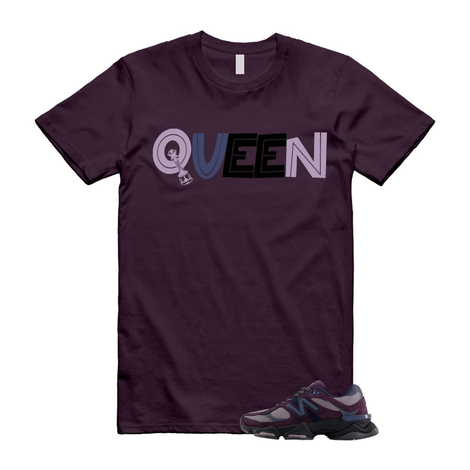 9060 Plum Brown Ice Wine Dark Arctic Grey T Shirt Match QUEEN U9060RFC T-Shirt, Sneaker Match Tee