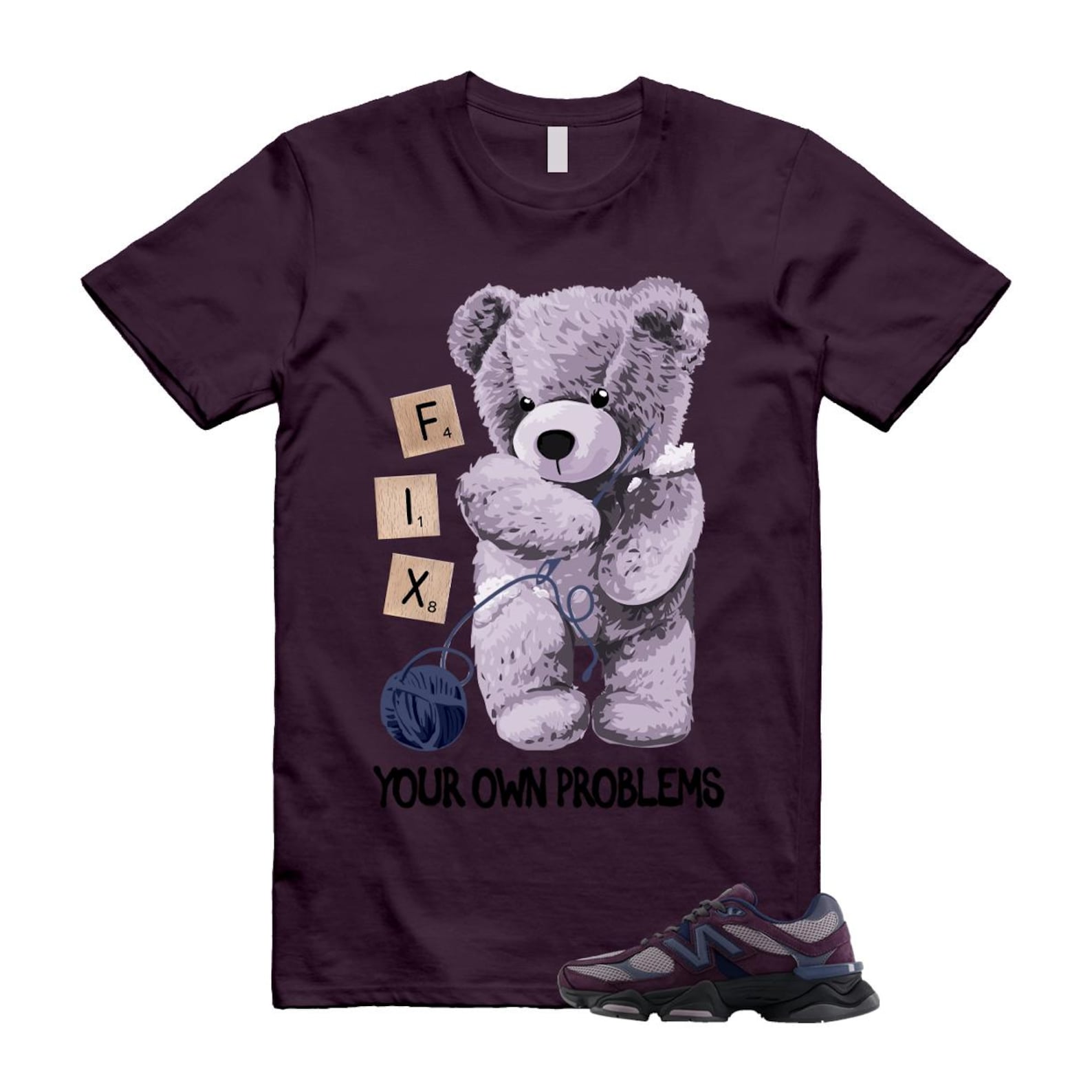 9060 Plum Brown Ice Wine Dark Arctic Grey T Shirt Match FIX U9060RFC T-Shirt, Sneaker Match Tee