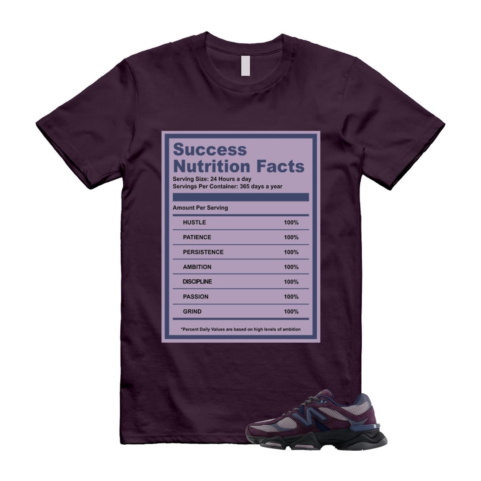 9060 Plum Brown Ice Wine Dark Arctic Grey T Shirt Match SUCC U9060RFC T-Shirt, Sneaker Match Tee