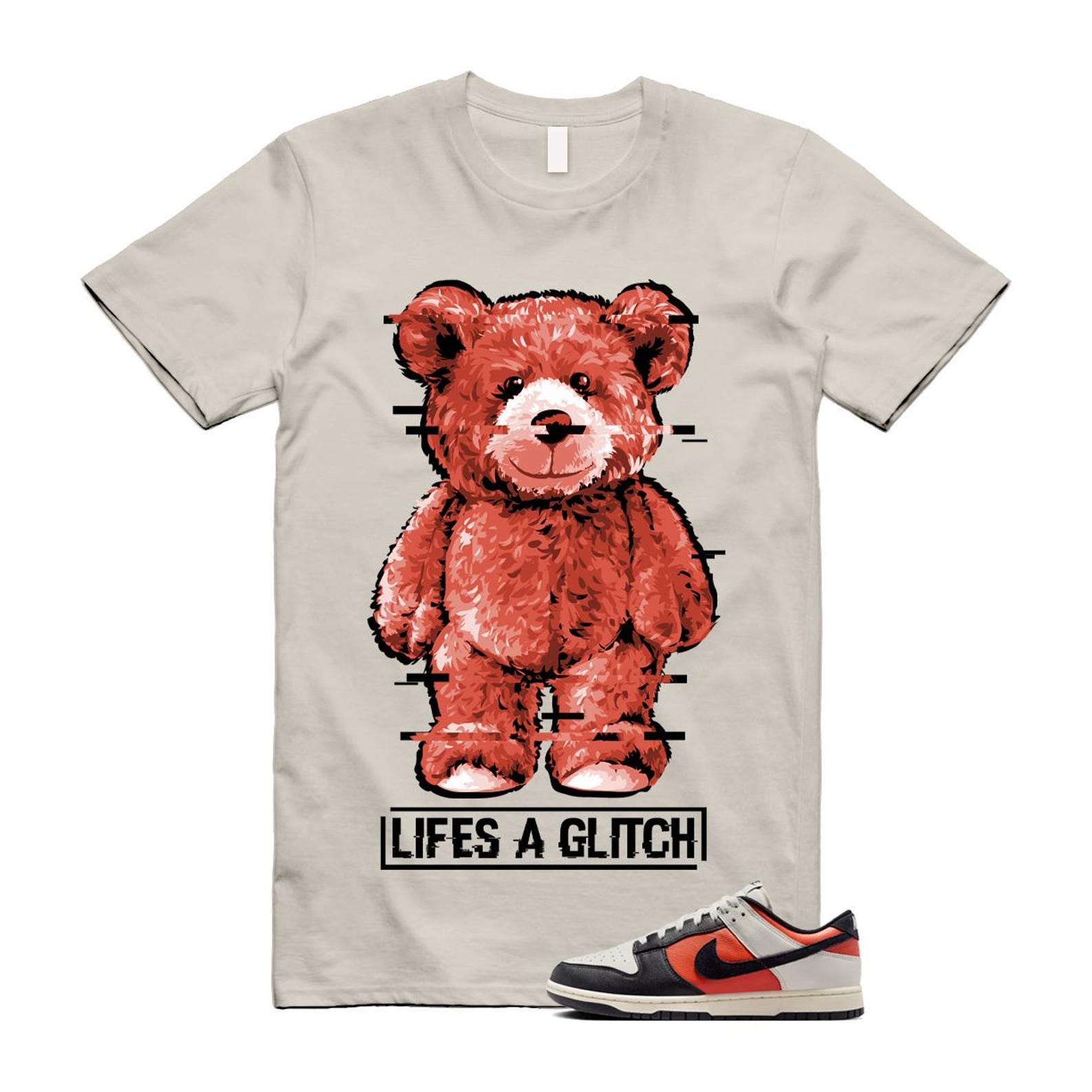 Dunk Vintage Coral Pale Ivory Phantom Black Low T Shirt Match GLITCH HQ4988-030 T-Shirt, Sneaker Match Tee