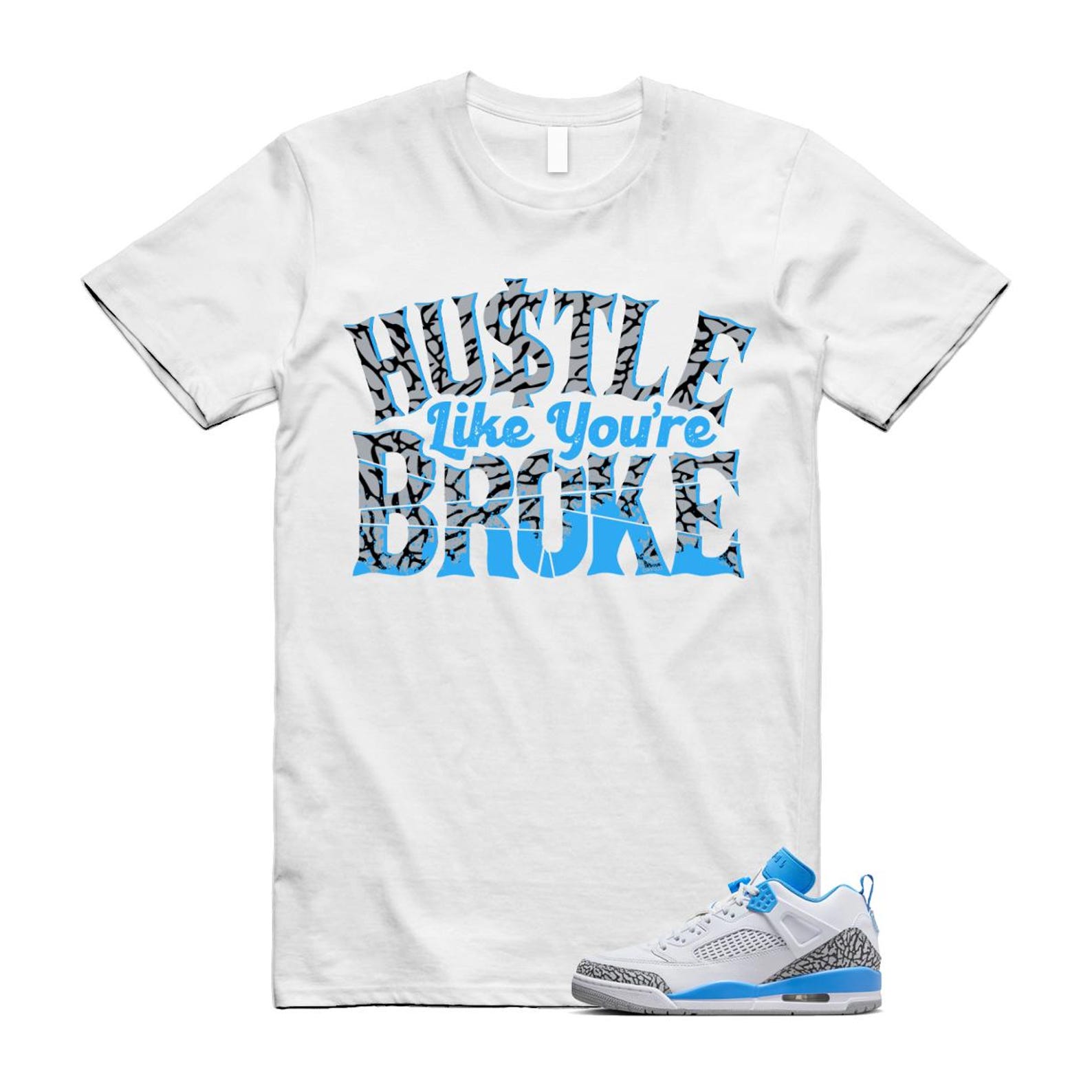 Spizike UNC University Blue White Wolf Grey Anthracite Low T Shirt Match BROKE FQ1759-141 T-Shirt, Sneaker Match Tee