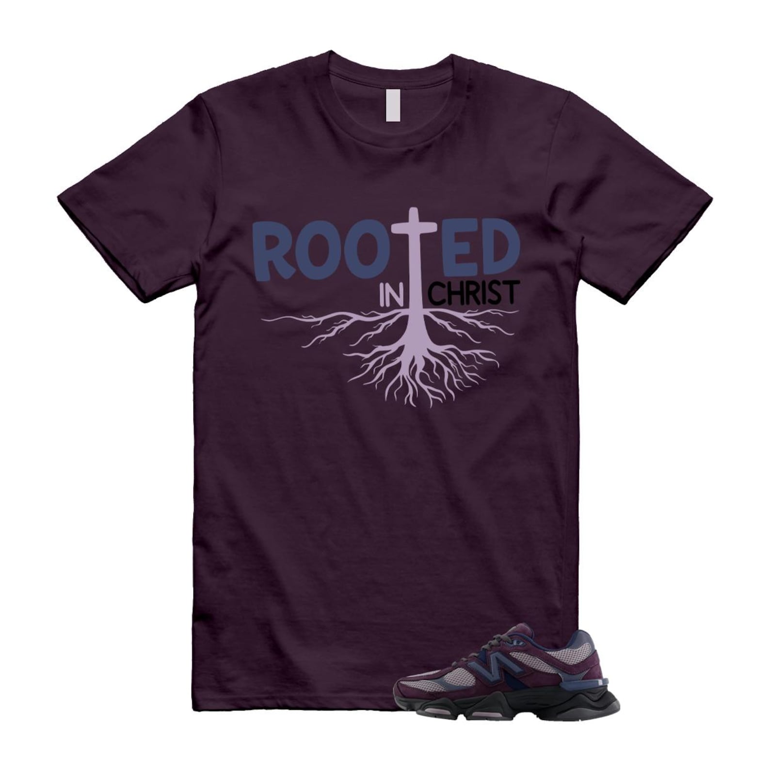 9060 Plum Brown Ice Wine Dark Arctic Grey T Shirt Match ROOTED U9060RFC T-Shirt, Sneaker Match Tee