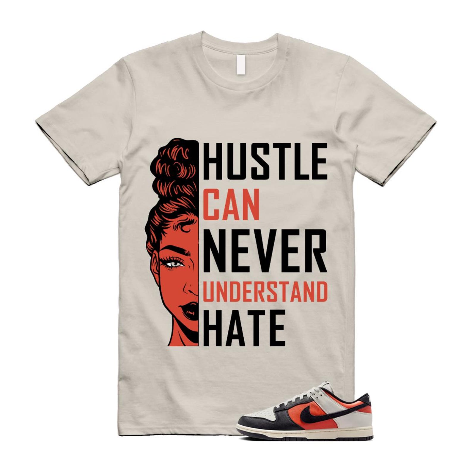 Dunk Vintage Coral Pale Ivory Phantom Black Low T Shirt Match HUSTLE HQ4988-030 T-Shirt, Sneaker Match Tee
