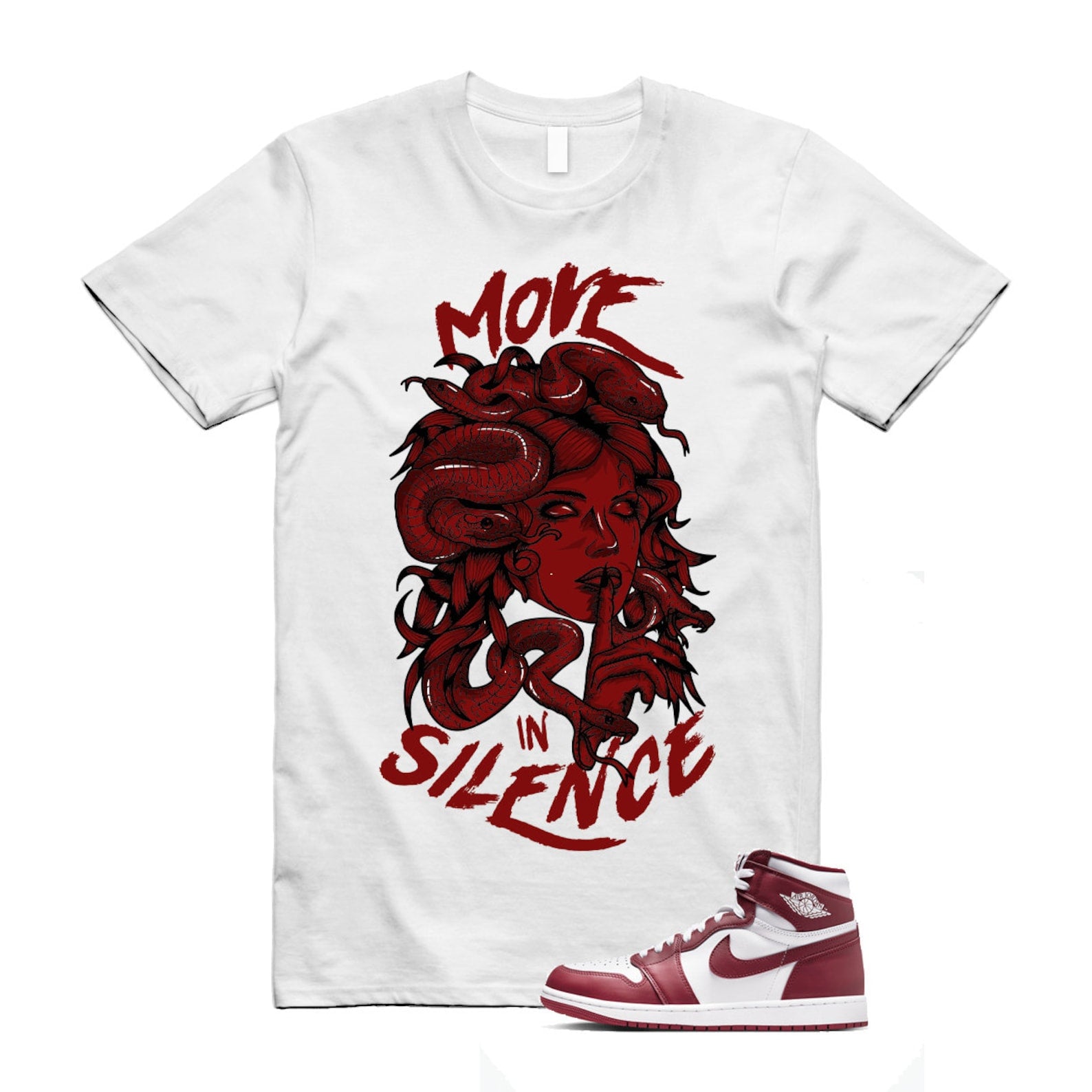 1 Artisanal Team Red Retro High OG White T Shirt Match MIS DZ5485-160 T-Shirt, Sneaker Match Tee