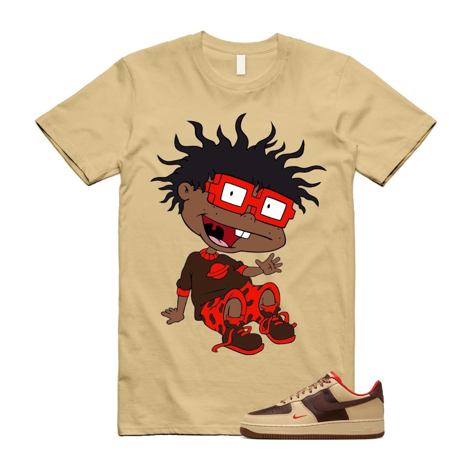 Air Force 1 Low '07 Light British Tan T Shirt Match FINSTER HQ3447-222 T-Shirt, Sneaker Match Tee