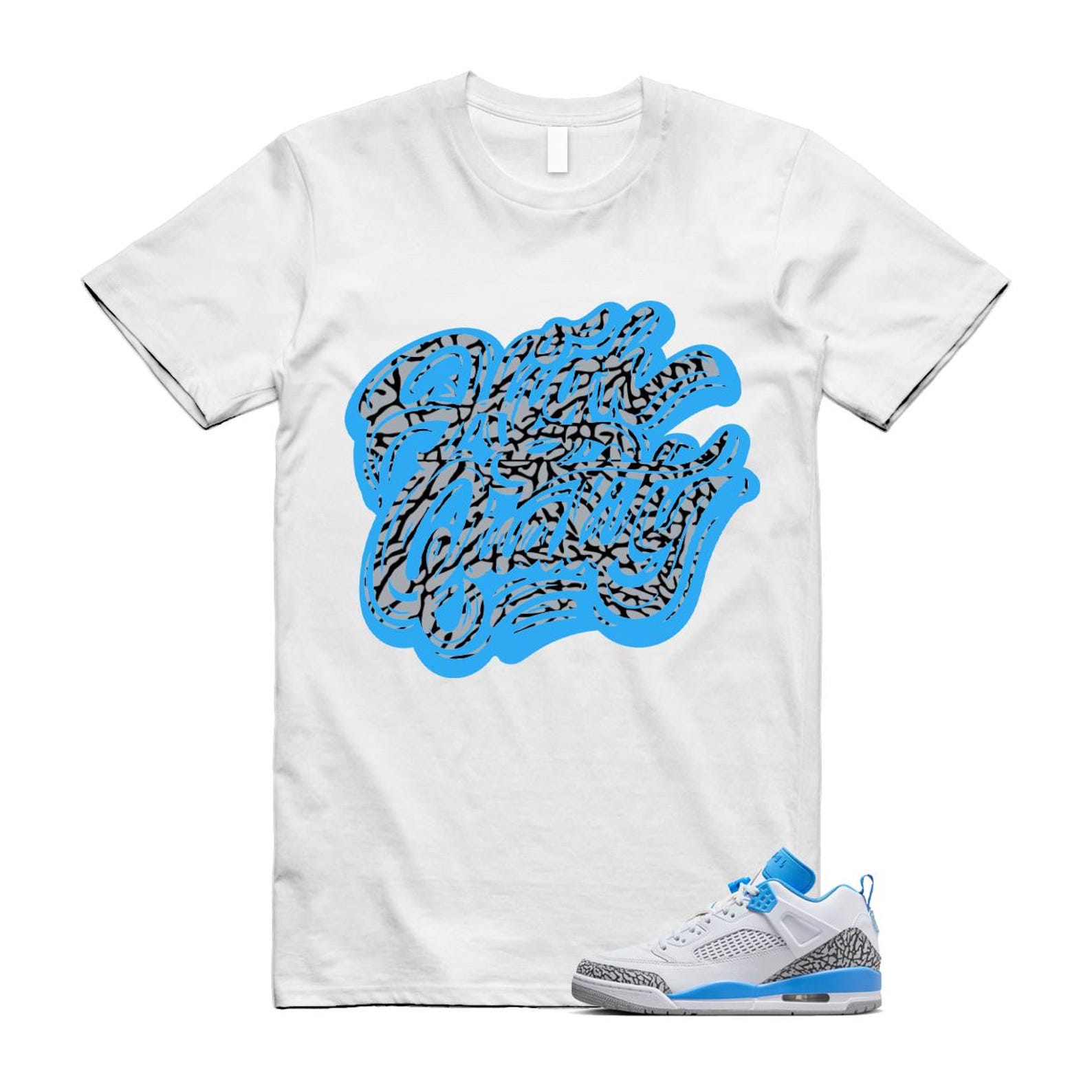 Spizike UNC University Blue White Wolf Grey Anthracite Low T Shirt Match HIGH FQ1759-141 T-Shirt, Sneaker Match Tee