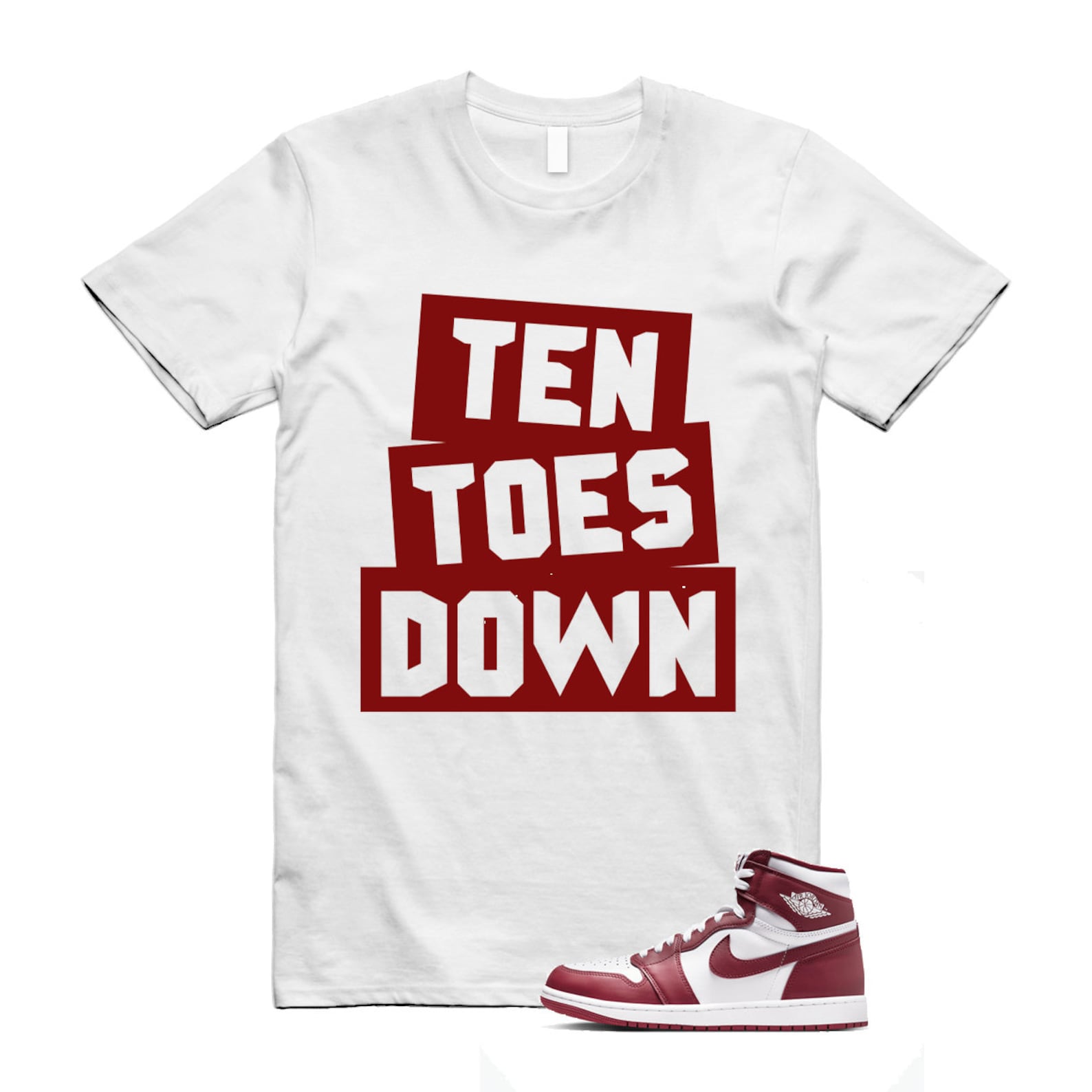 1 Artisanal Team Red Retro High OG White T Shirt Match TTD DZ5485-160 T-Shirt, Sneaker Match Tee