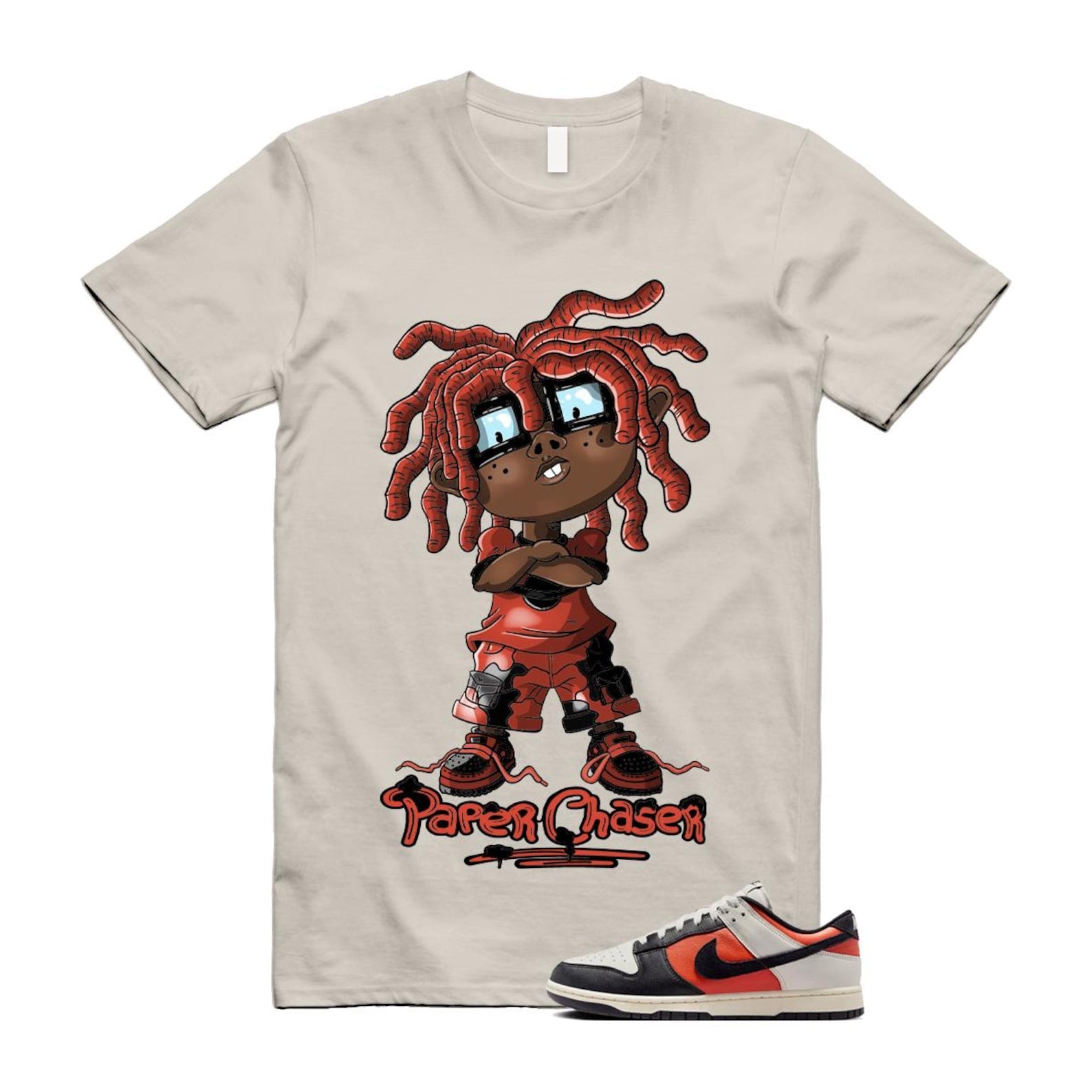 Dunk Vintage Coral Pale Ivory Phantom Black Low T Shirt Match CHUCKY HQ4988-030 T-Shirt, Sneaker Match Tee