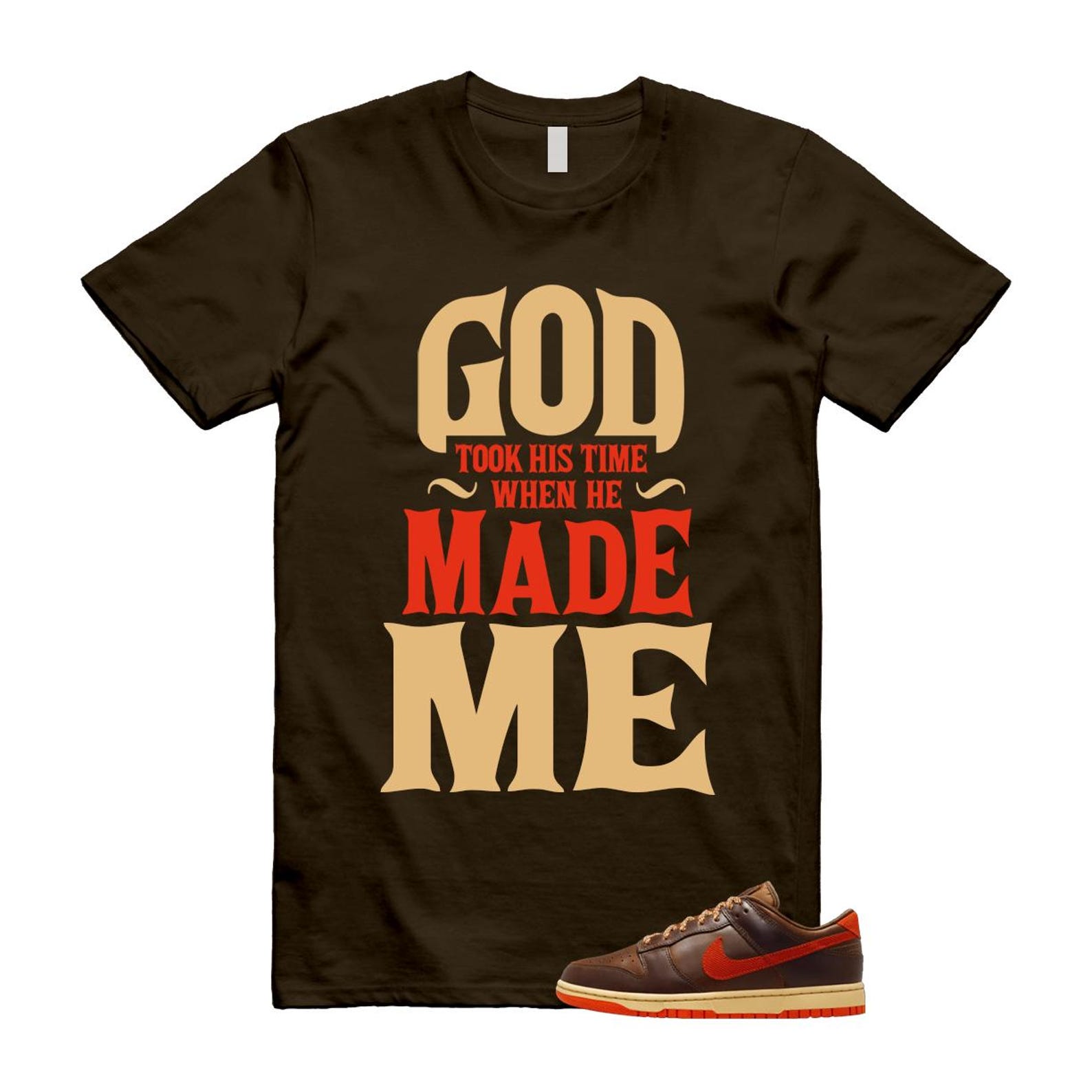 Dunk British Brown Light Tan Sesame Picante Red T Shirt Match GTHT HQ3448-262 T-Shirt, Sneaker Match Tee