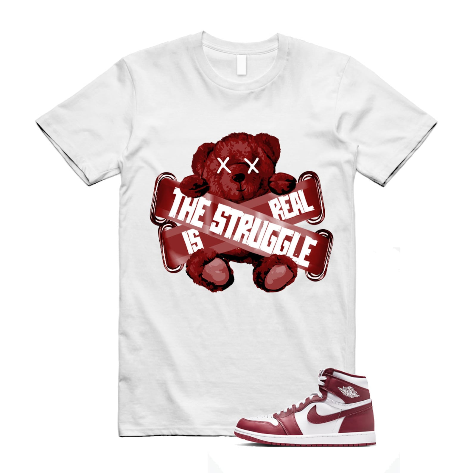 1 Artisanal Team Red Retro High OG White T Shirt Match TSIR DZ5485-160 T-Shirt, Sneaker Match Tee