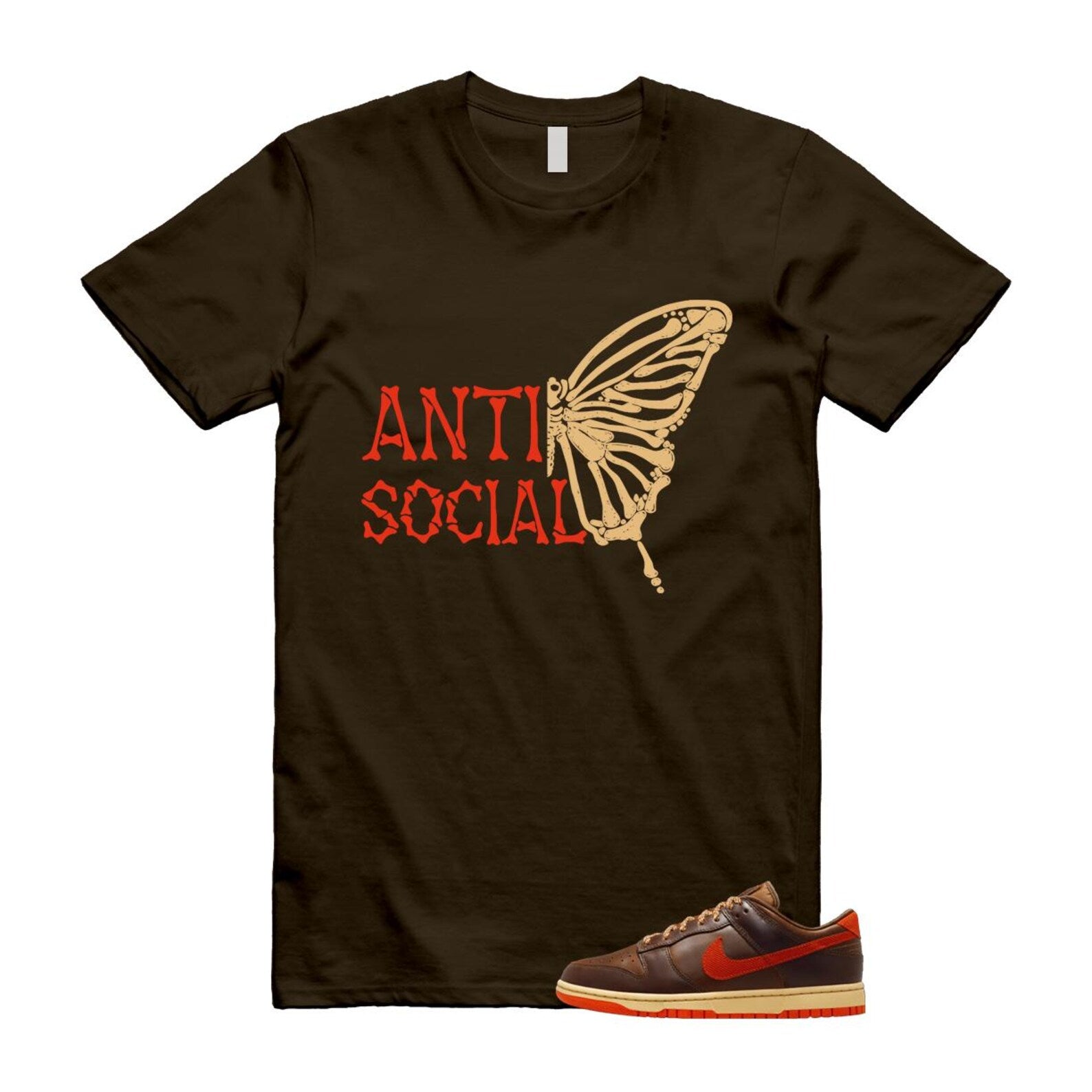 Dunk British Brown Light Tan Sesame Picante Red T Shirt Match ASB HQ3448-262 T-Shirt, Sneaker Match Tee