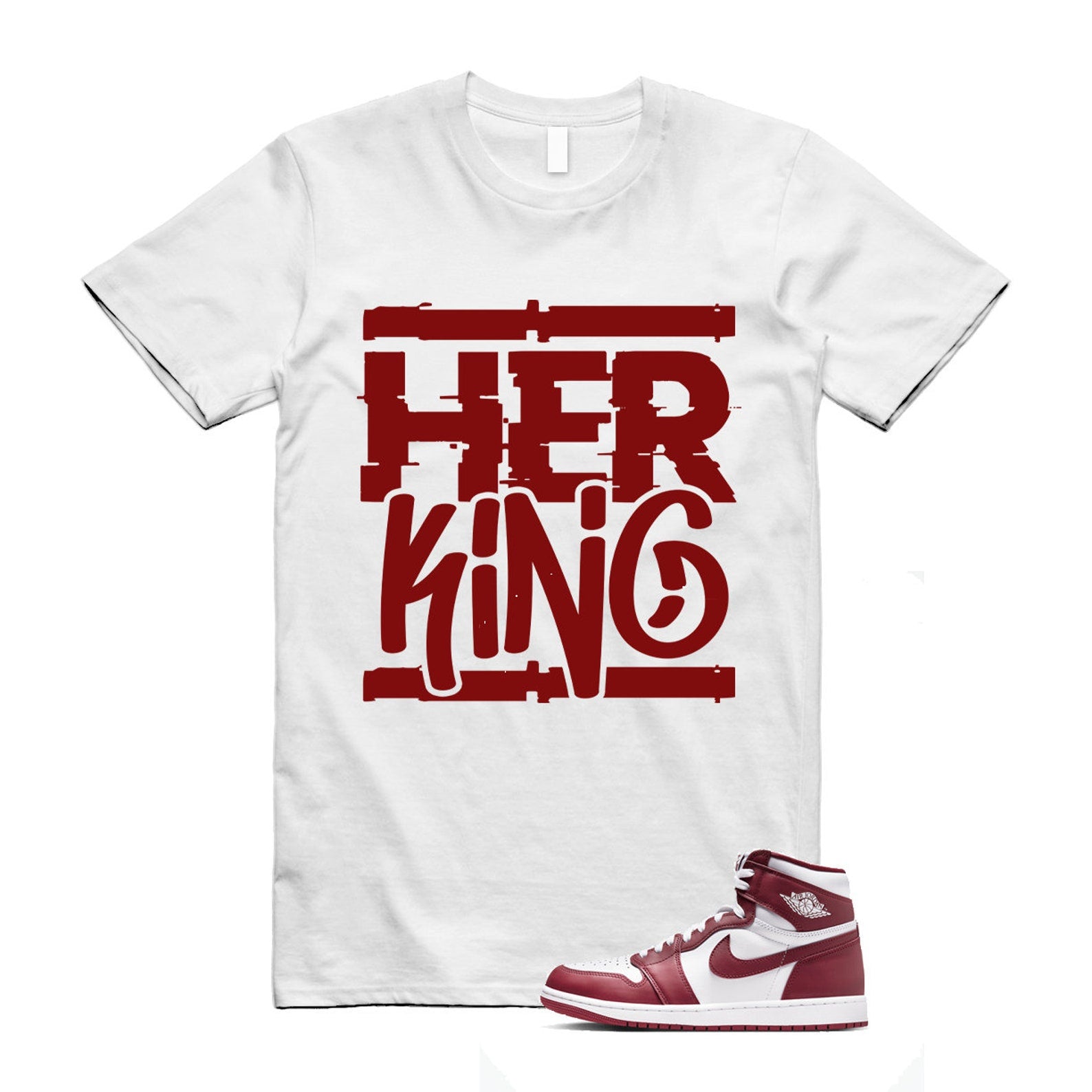1 Artisanal Team Red Retro High OG White T Shirt Match HK DZ5485-160 T-Shirt, Sneaker Match Tee