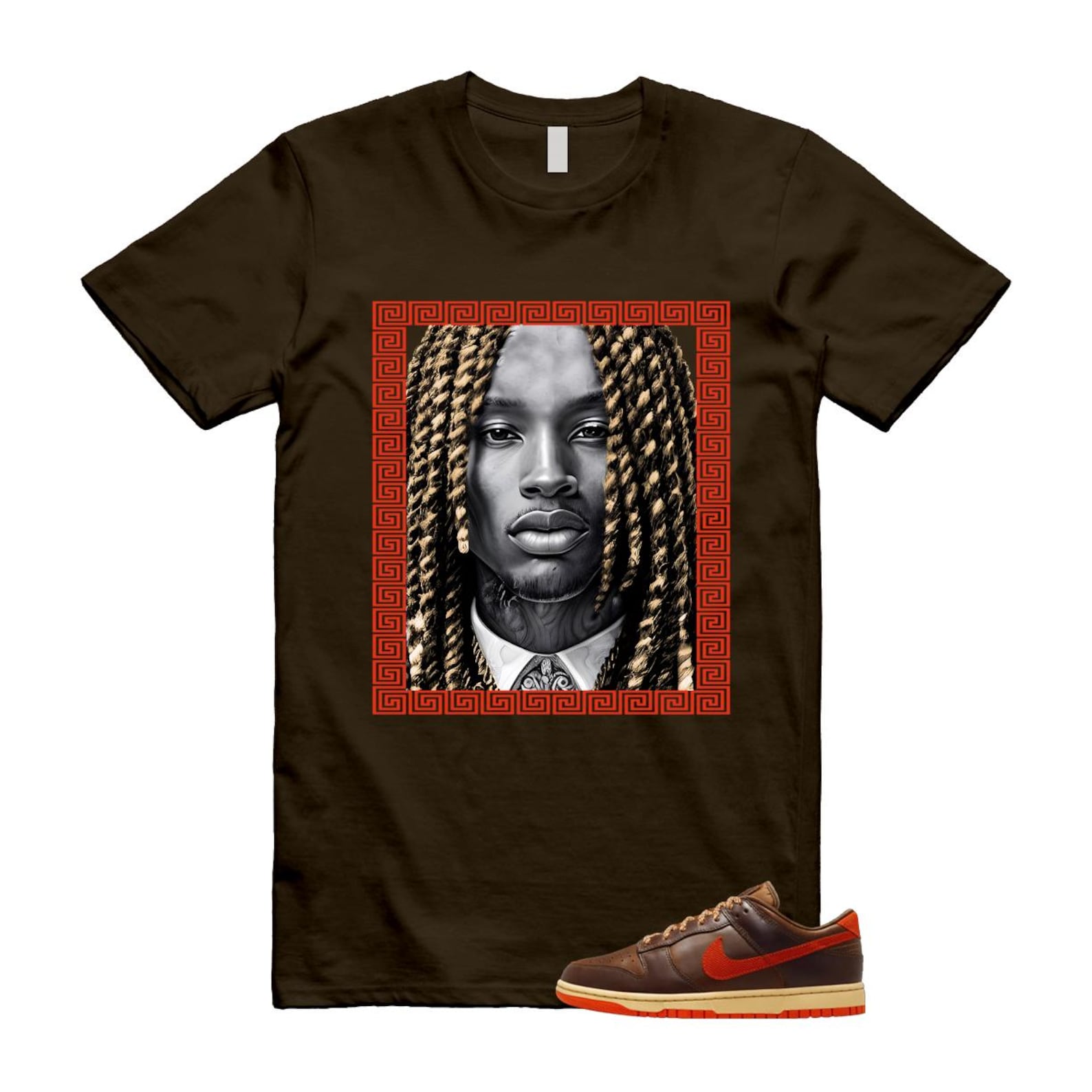 Dunk British Brown Light Tan Sesame Picante Red T Shirt Match VON HQ3448-262 T-Shirt, Sneaker Match Tee