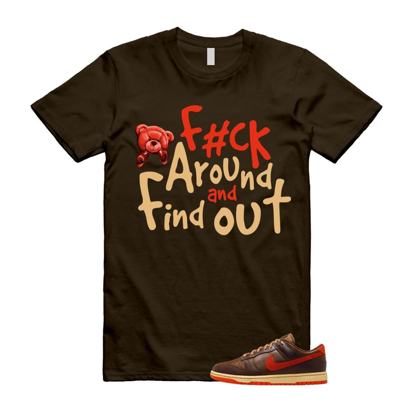 Dunk British Brown Light Tan Sesame Picante Red T Shirt Match FCK HQ3448-262 T-Shirt, Sneaker Match Tee