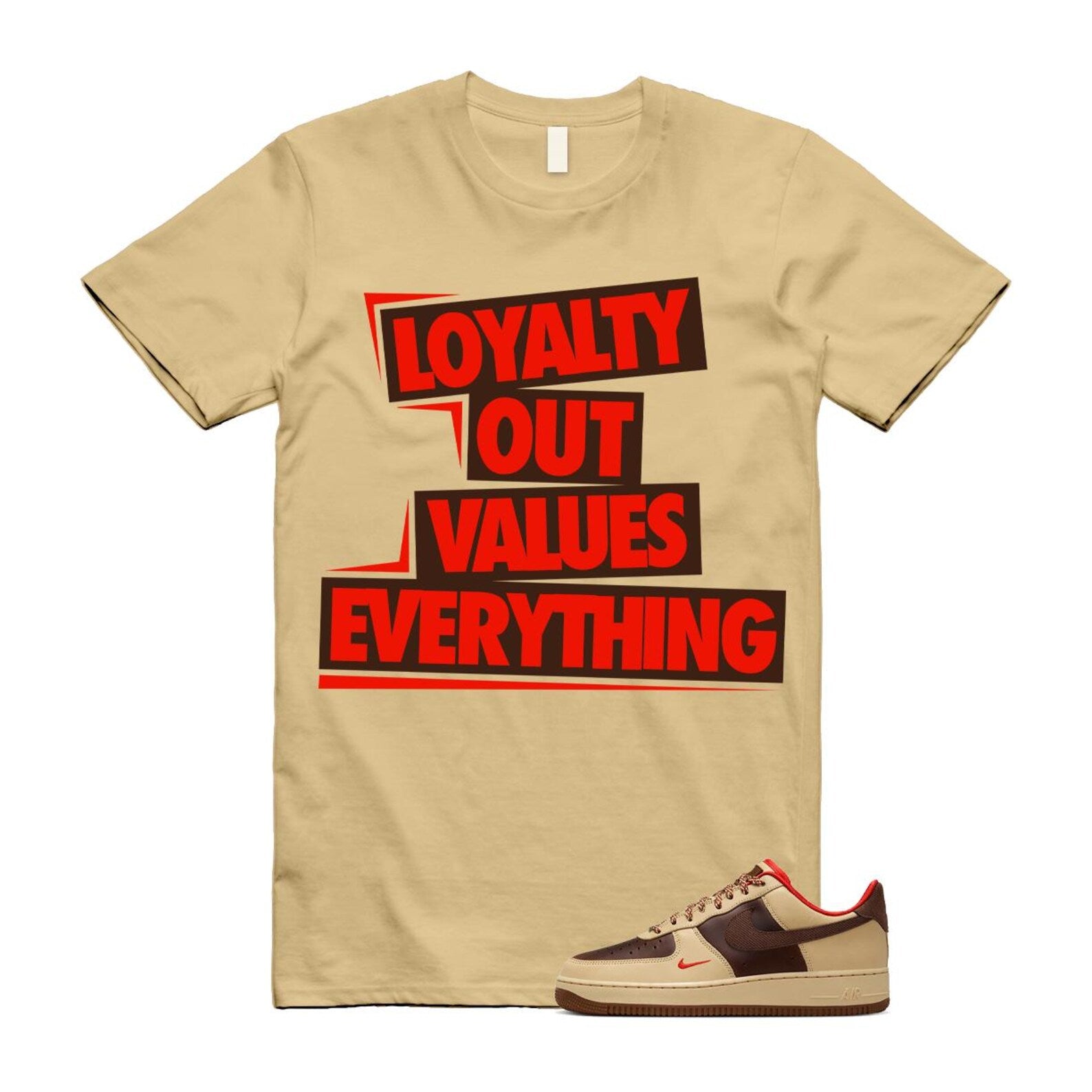 Air Force 1 Low '07 Light British Tan T Shirt Match LOVE HQ3447-222 T-Shirt, Sneaker Match Tee