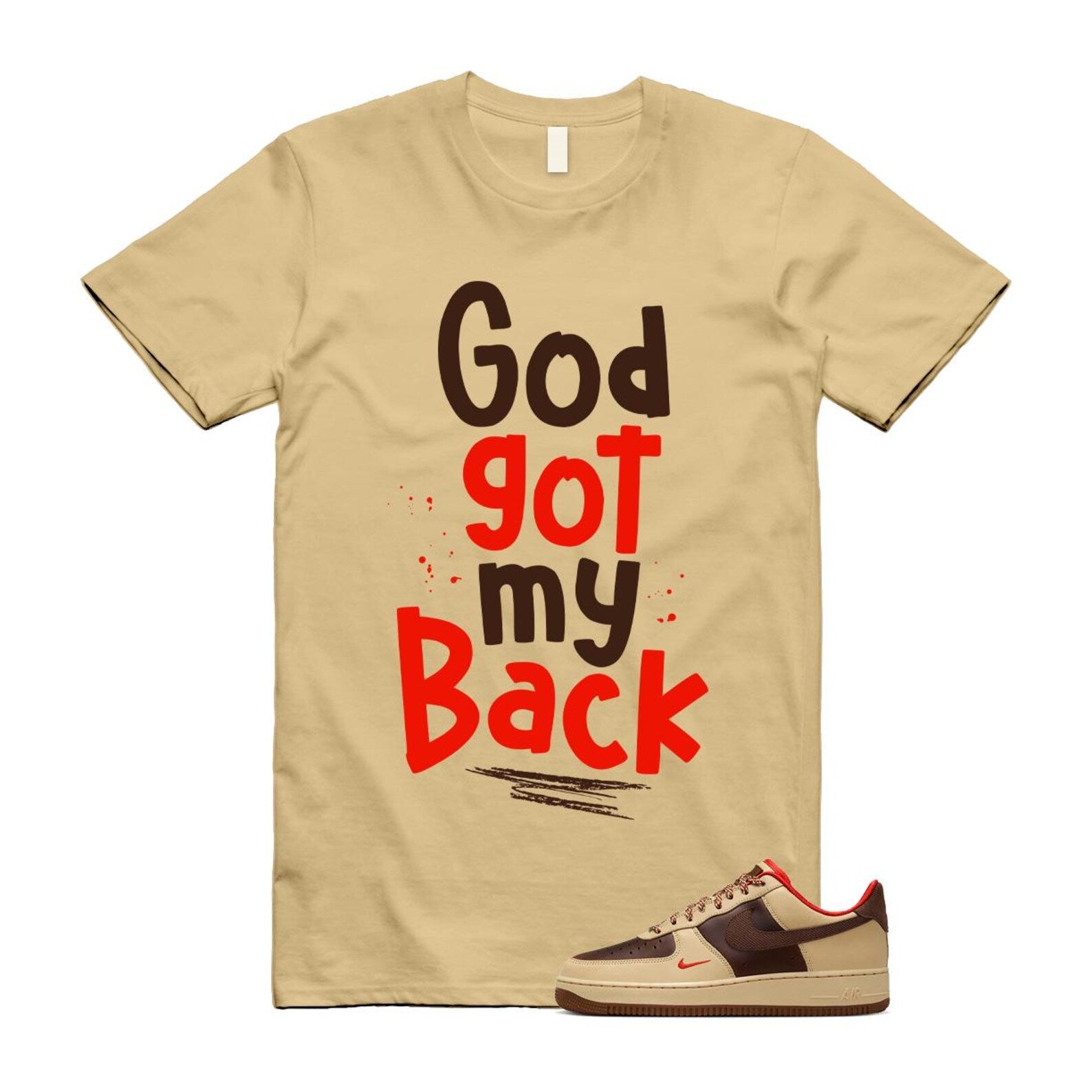 Air Force 1 Low '07 Light British Tan T Shirt Match GOD HQ3447-222 T-Shirt, Sneaker Match Tee