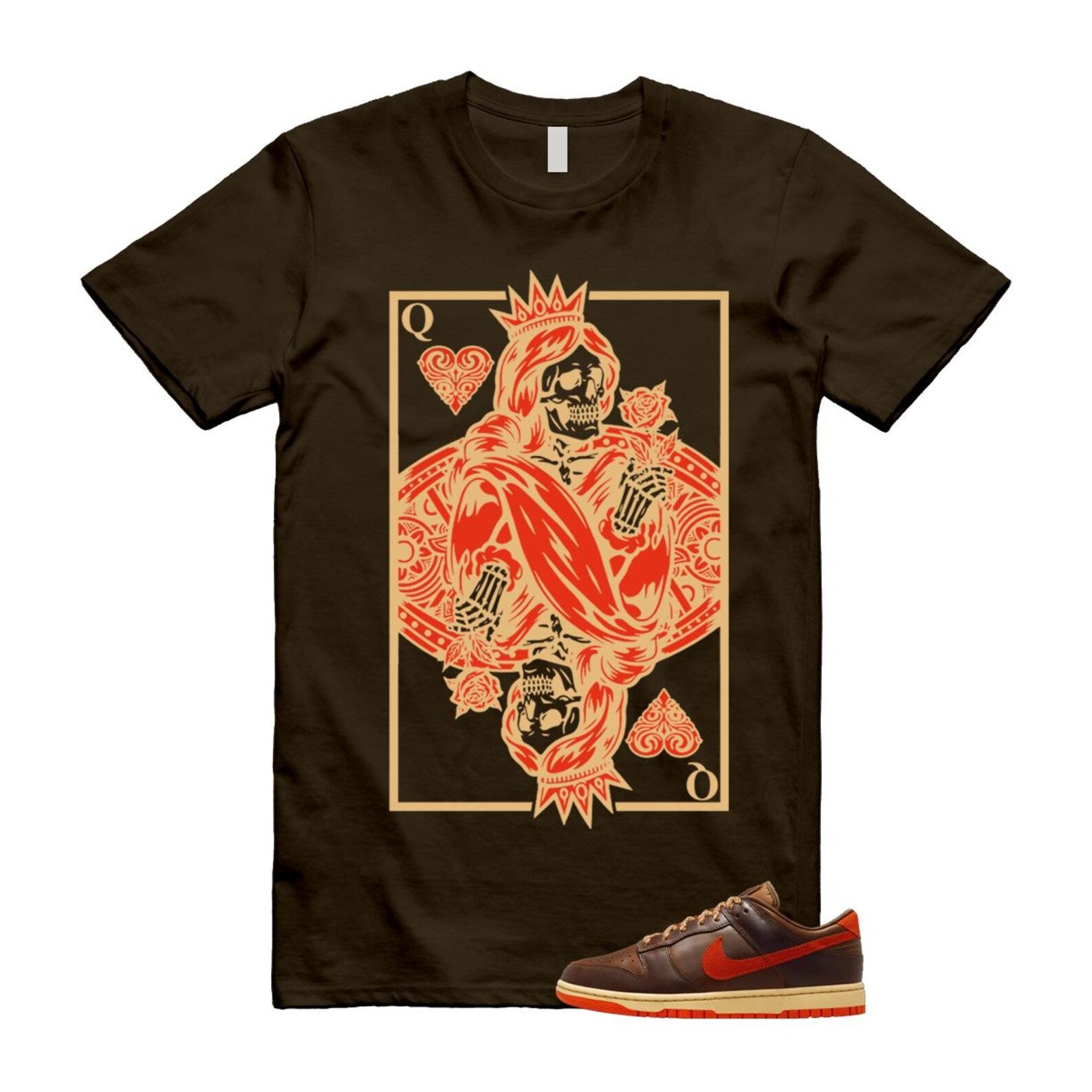 Dunk British Brown Light Tan Sesame Picante Red T Shirt Match QC HQ3448-262 T-Shirt, Sneaker Match Tee