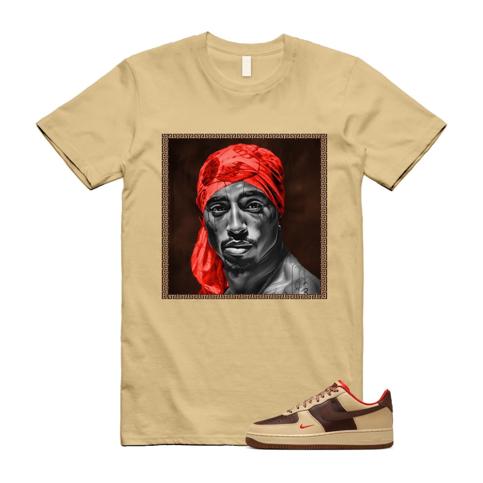 Air Force 1 Low '07 Light British Tan T Shirt Match PAC HQ3447-222 T-Shirt, Sneaker Match Tee