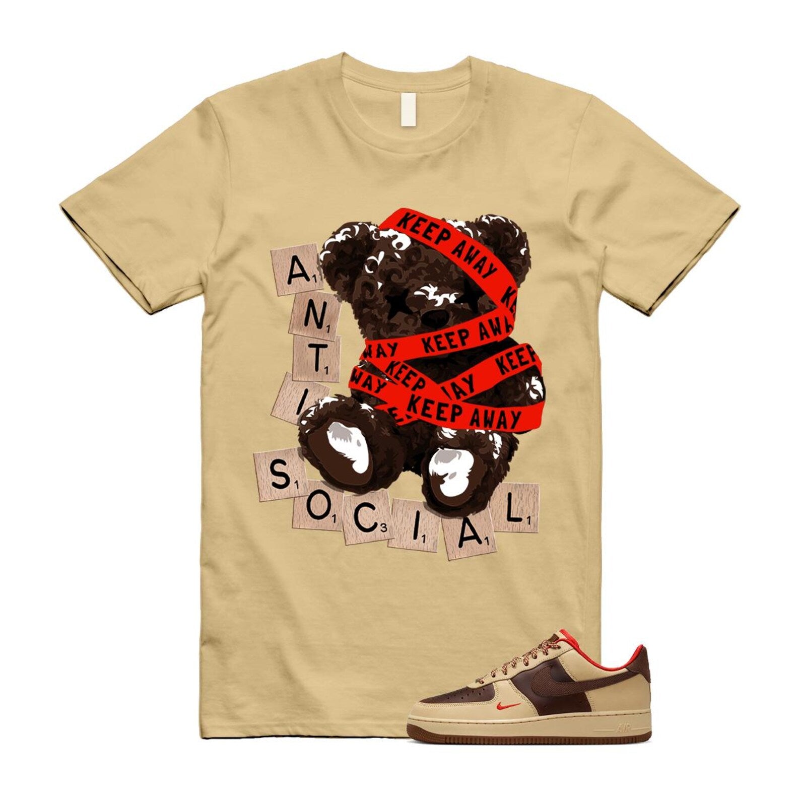 Air Force 1 Low '07 Light British Tan T Shirt Match ANTI HQ3447-222 T-Shirt, Sneaker Match Tee