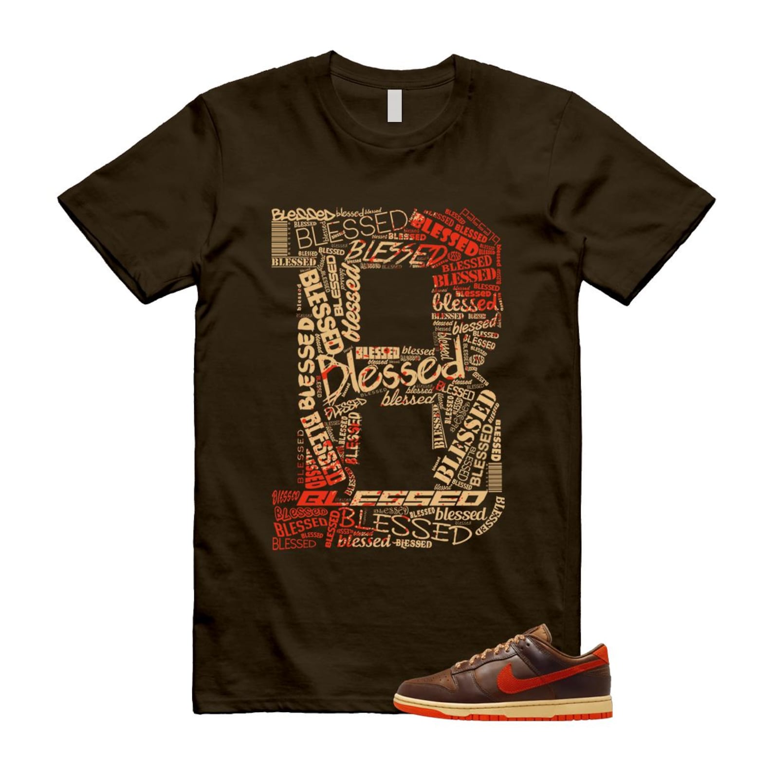 Dunk British Brown Light Tan Sesame Picante Red T Shirt Match B HQ3448-262 T-Shirt, Sneaker Match Tee