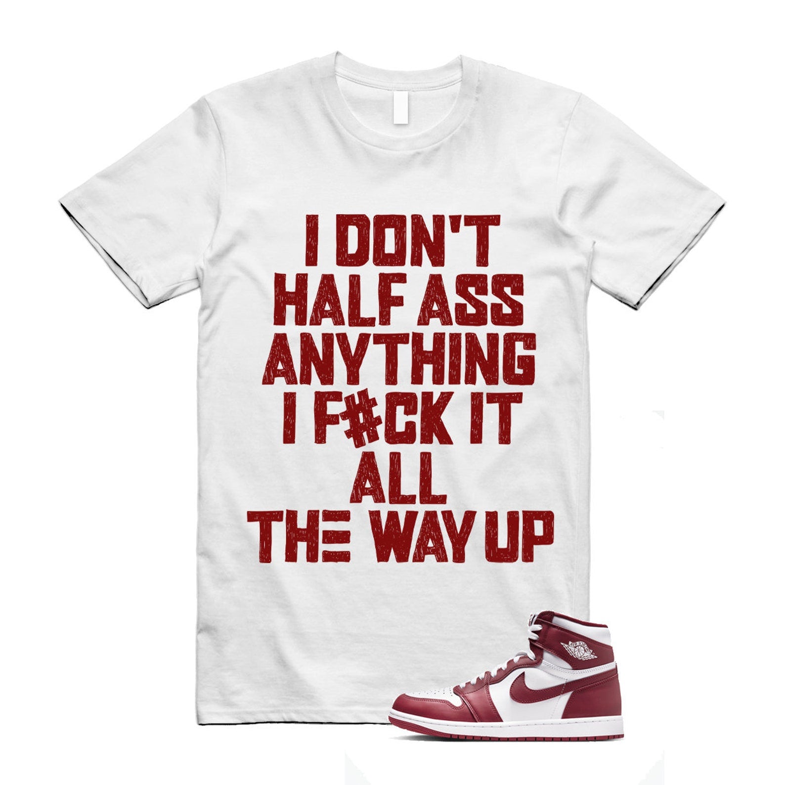 1 Artisanal Team Red Retro High OG White T Shirt Match HALF DZ5485-160 T-Shirt, Sneaker Match Tee